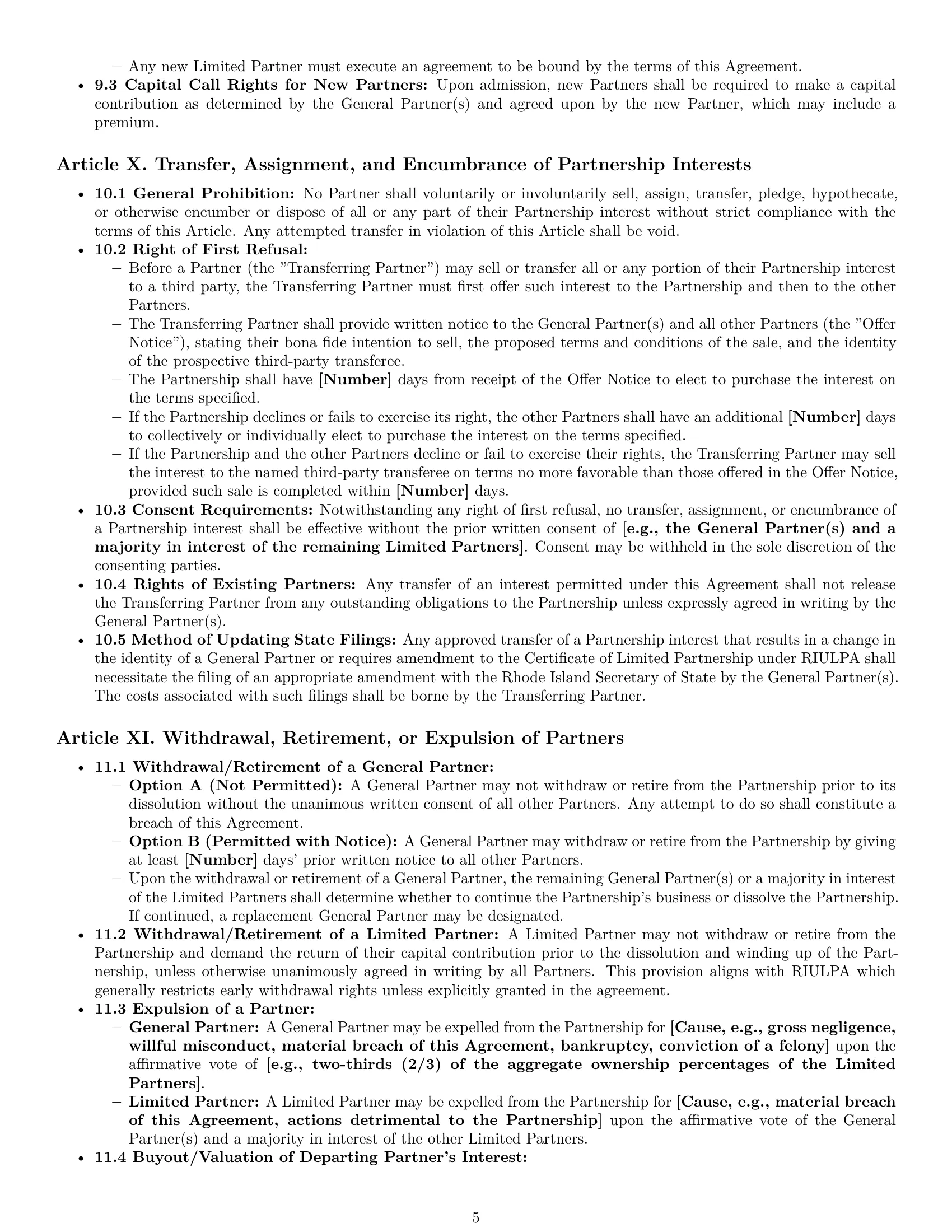 Preview page 5 of Pro Rhode Island limited partnership agreement template