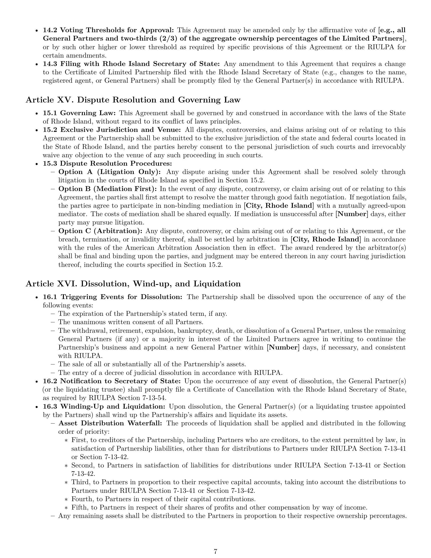 Preview page 7 of Pro Rhode Island limited partnership agreement template