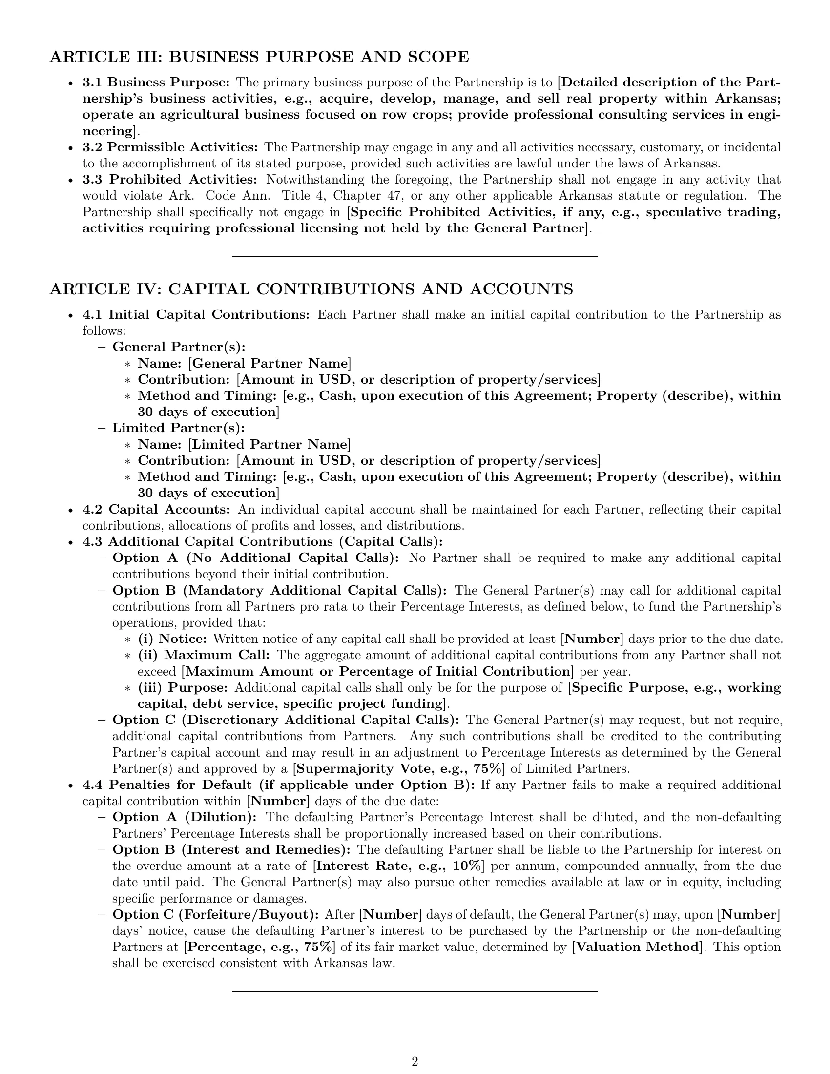 Preview page 2 of Pro Arkansas limited partnership agreement template