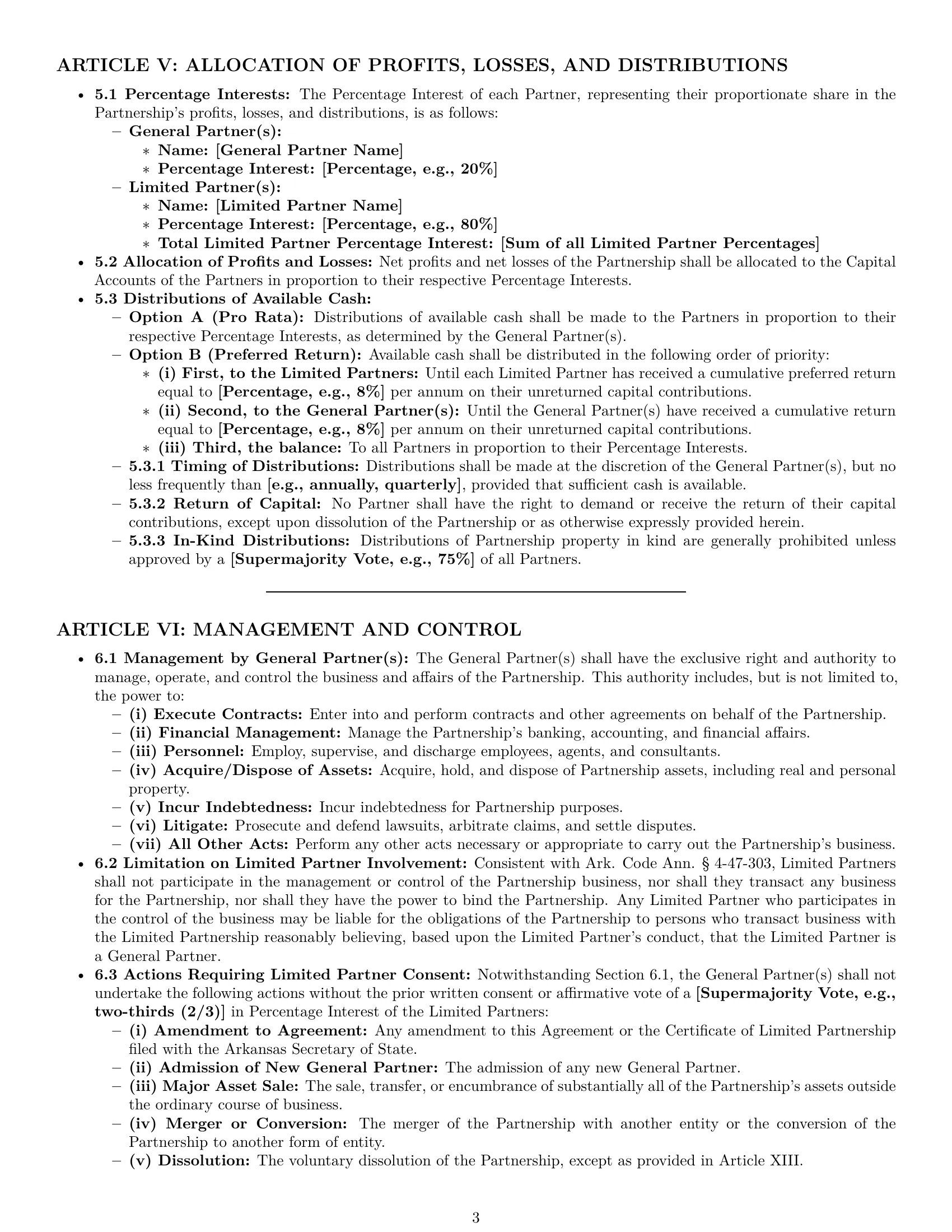 Preview page 3 of Pro Arkansas limited partnership agreement template