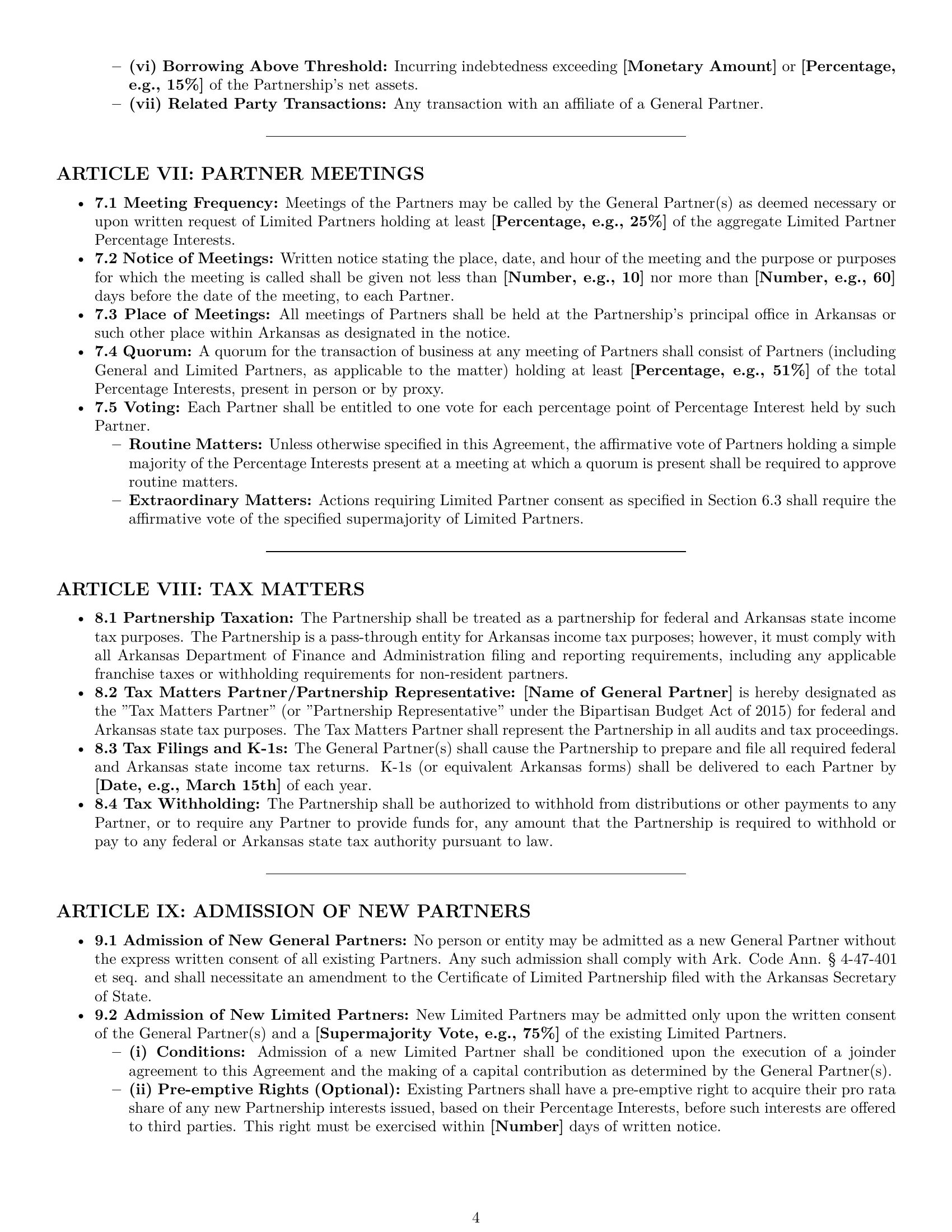 Preview page 4 of Pro Arkansas limited partnership agreement template