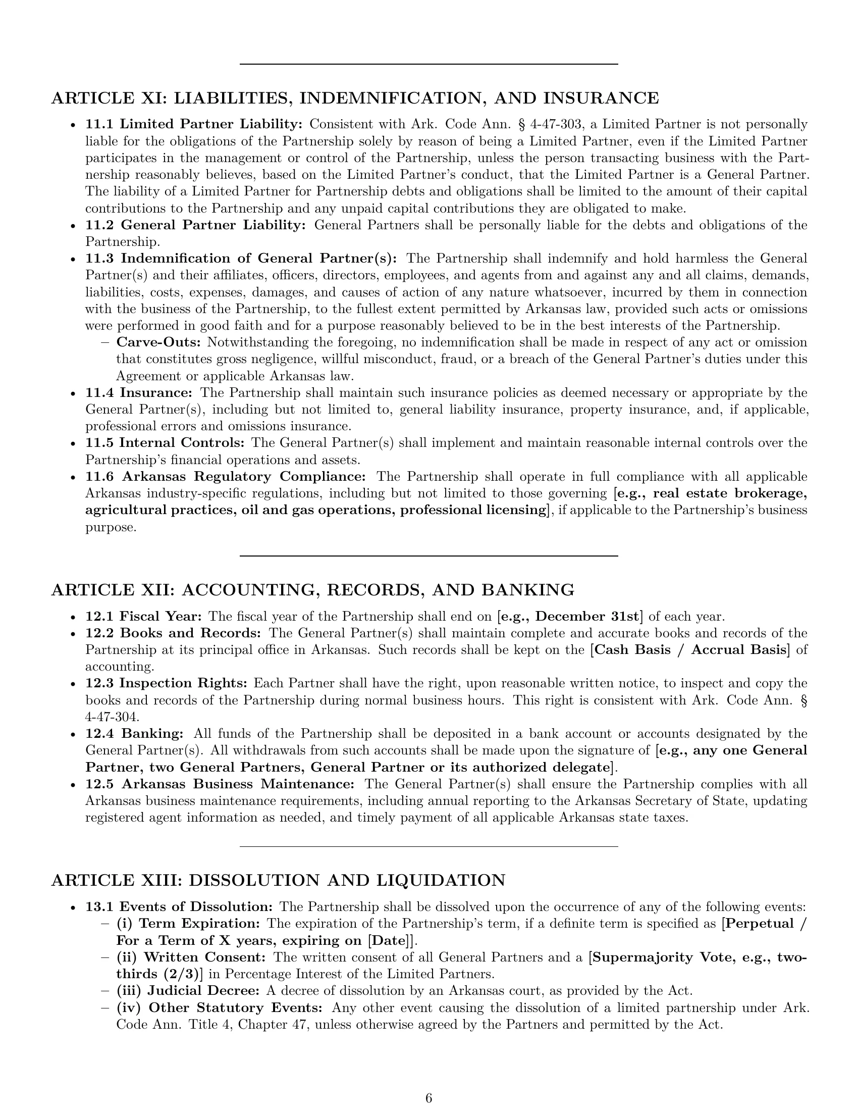 Preview page 6 of Pro Arkansas limited partnership agreement template