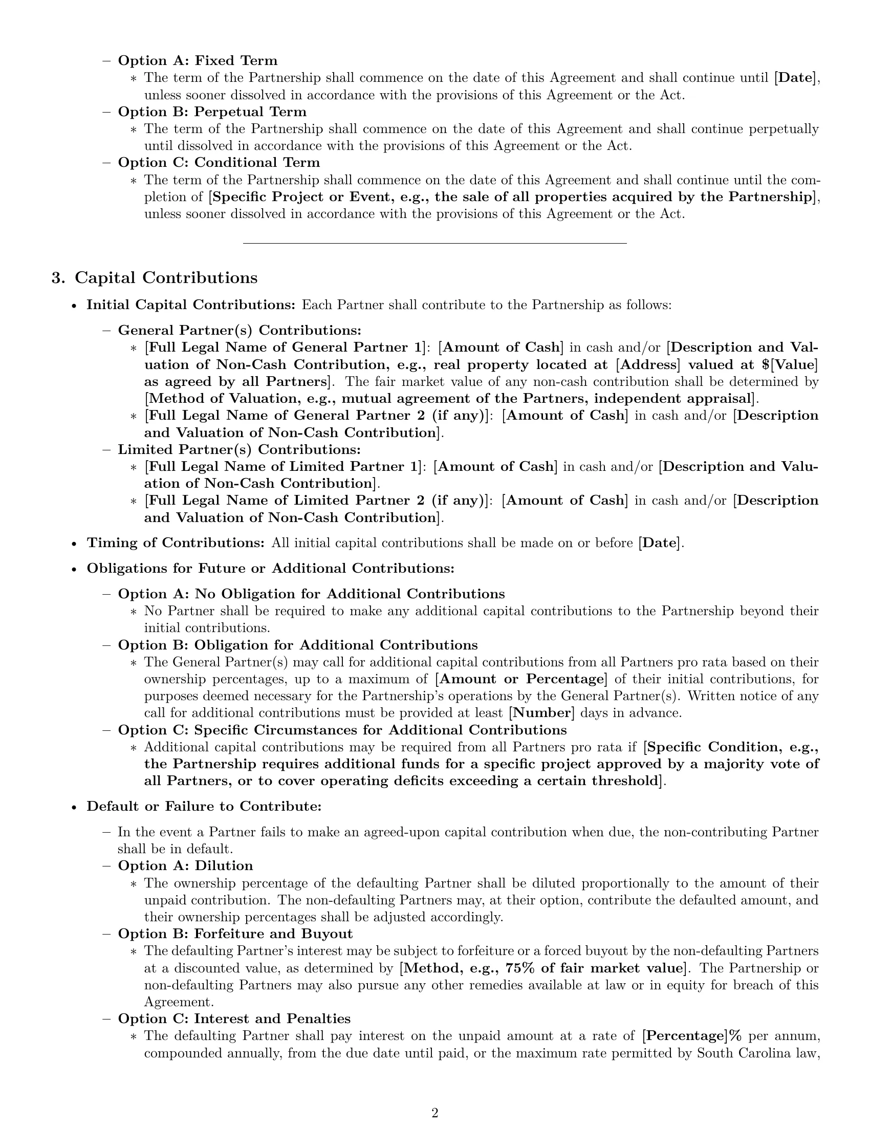 Preview page 2 of Pro South Carolina limited partnership agreement template