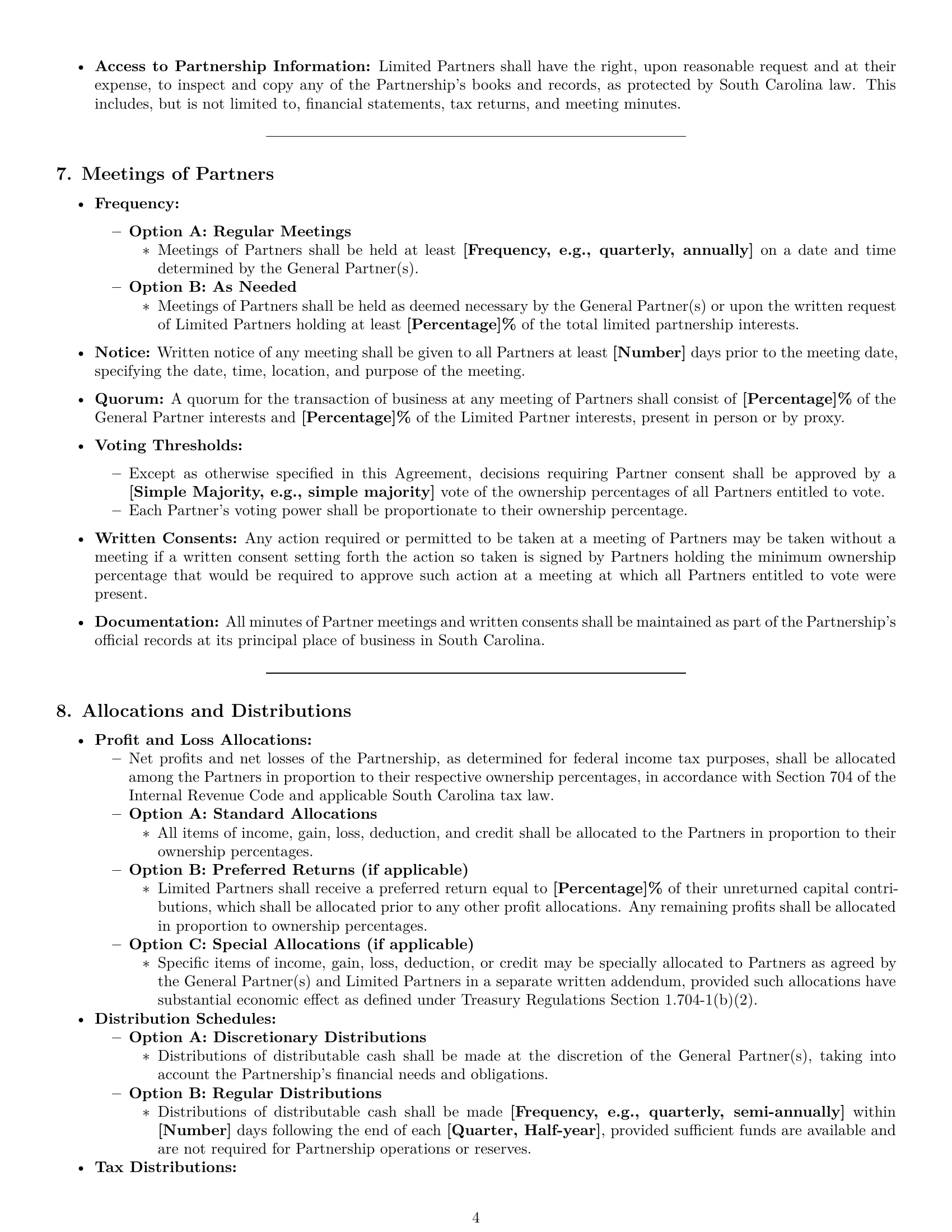 Preview page 4 of Pro South Carolina limited partnership agreement template