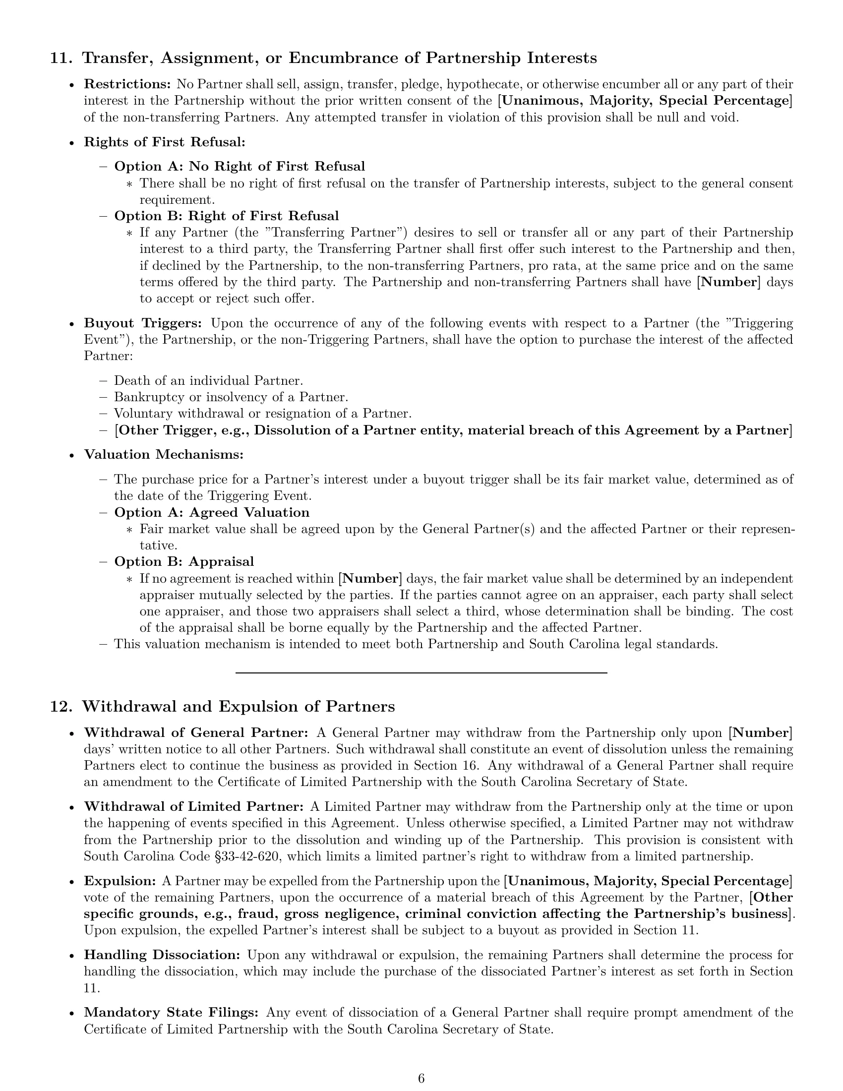 Preview page 6 of Pro South Carolina limited partnership agreement template