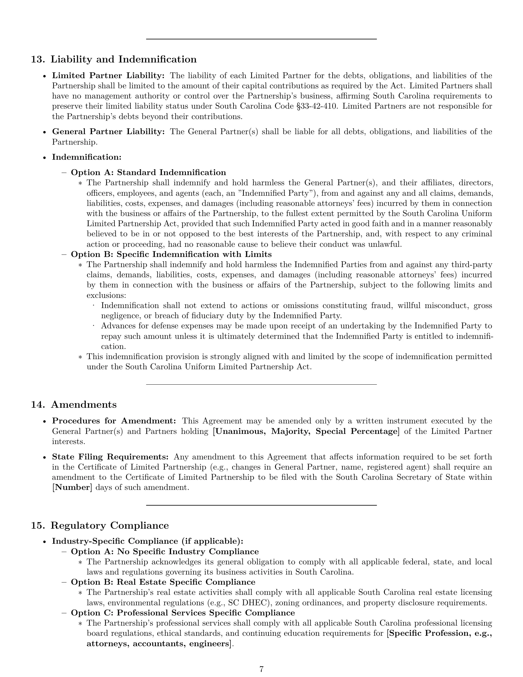 Preview page 7 of Pro South Carolina limited partnership agreement template