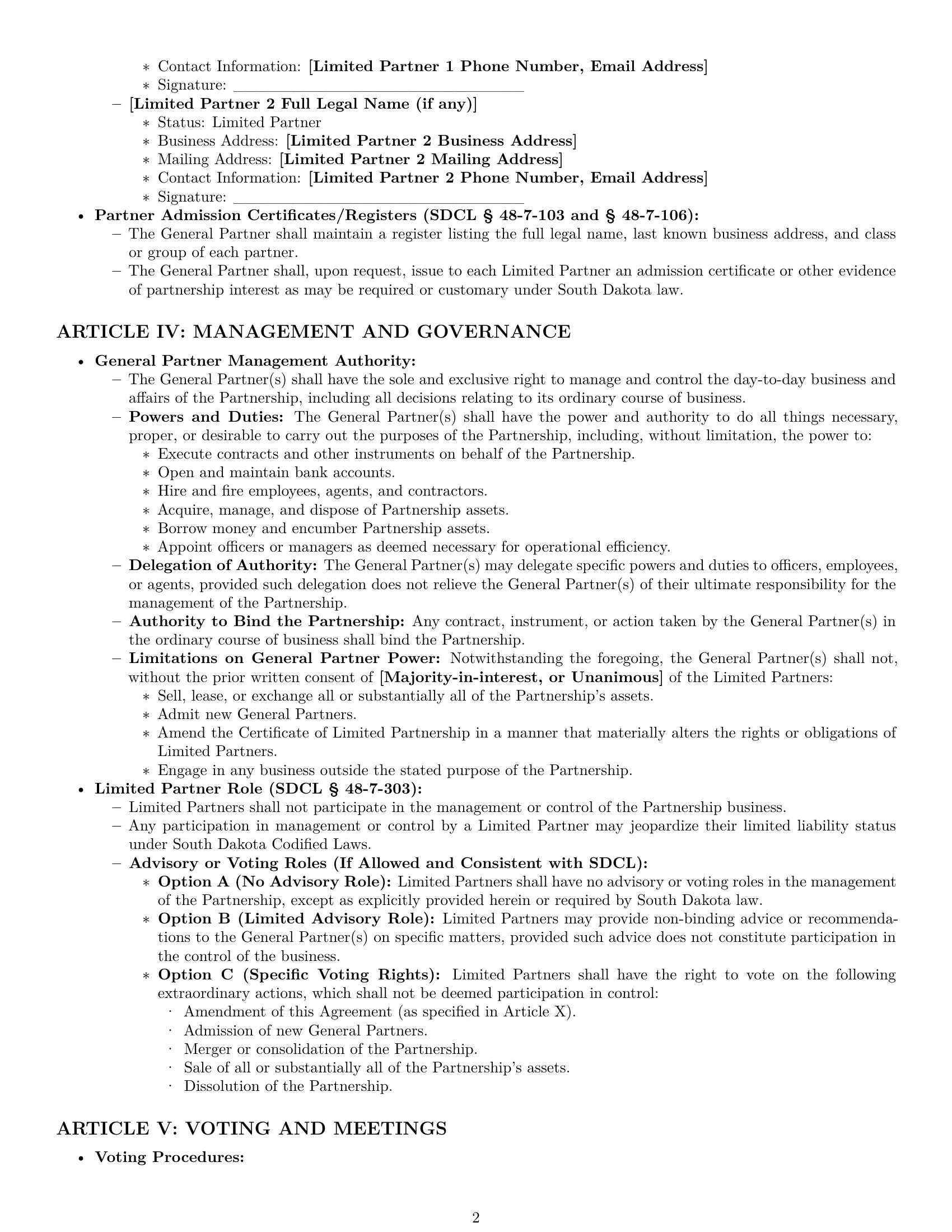 Preview page 2 of Pro South Dakota limited partnership agreement template