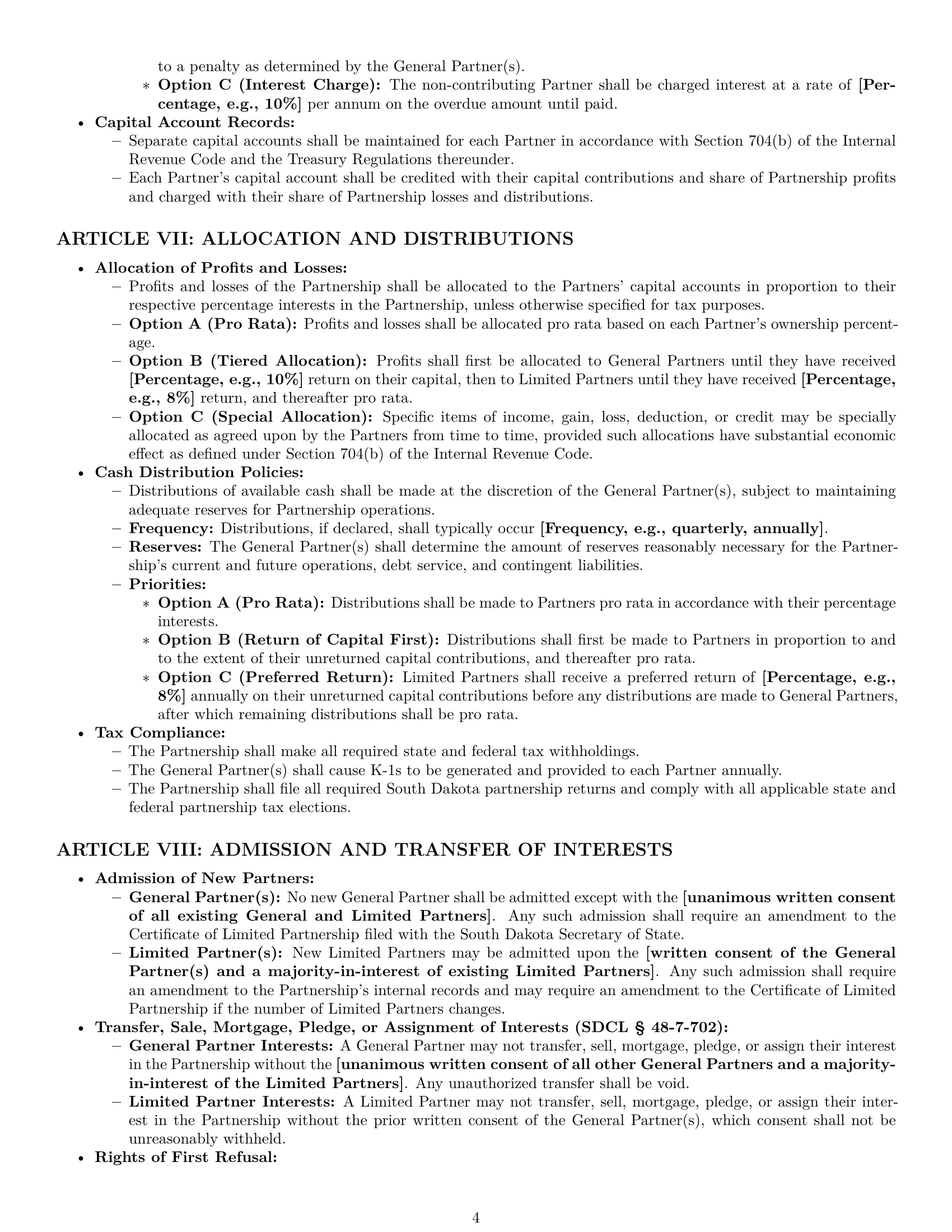 Preview page 4 of Pro South Dakota limited partnership agreement template