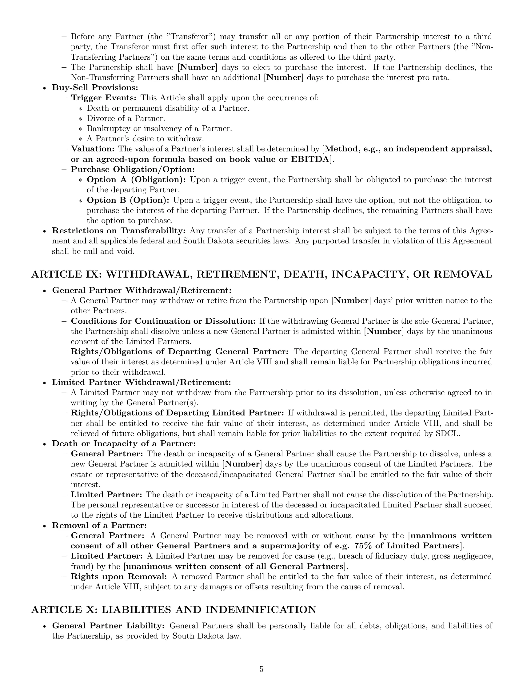 Preview page 5 of Pro South Dakota limited partnership agreement template