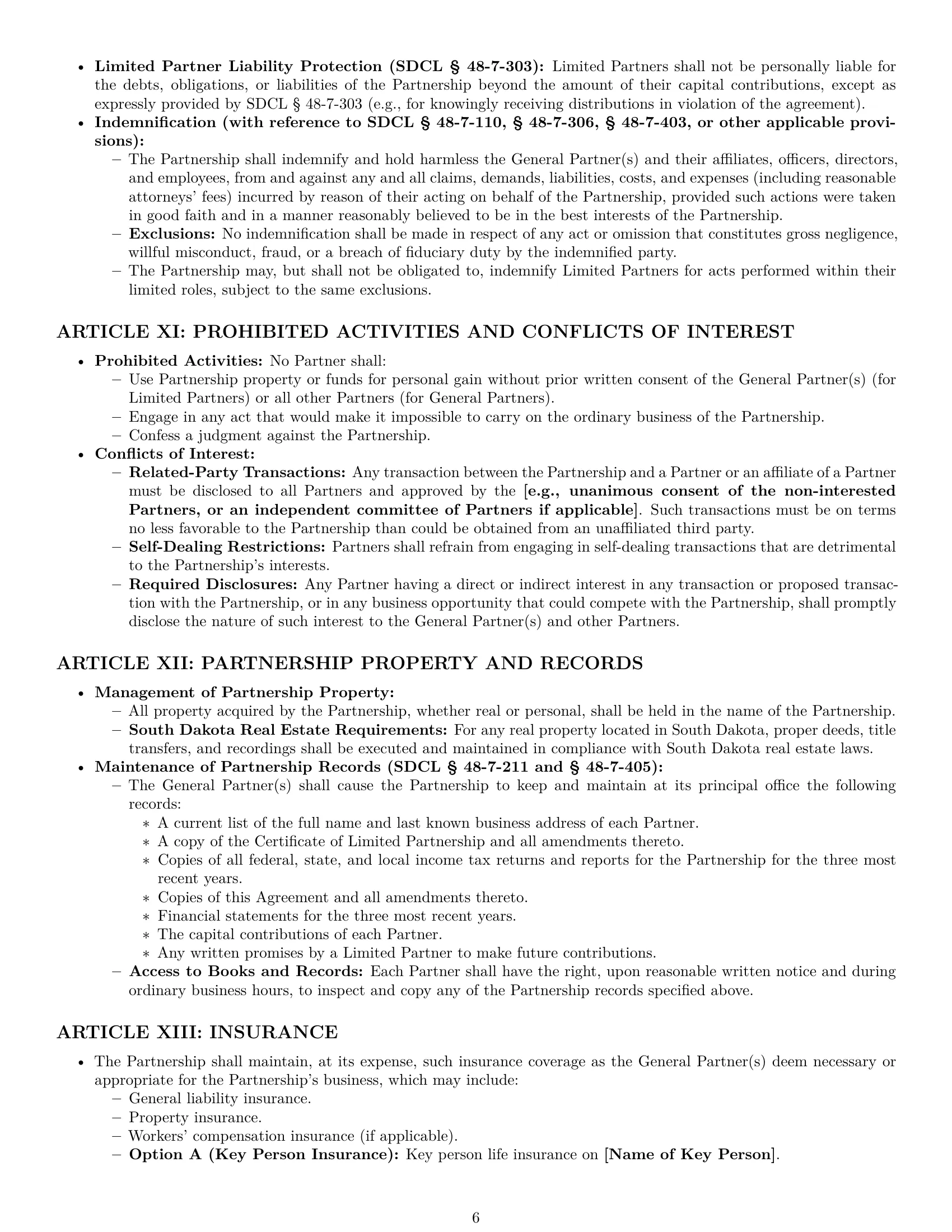 Preview page 6 of Pro South Dakota limited partnership agreement template