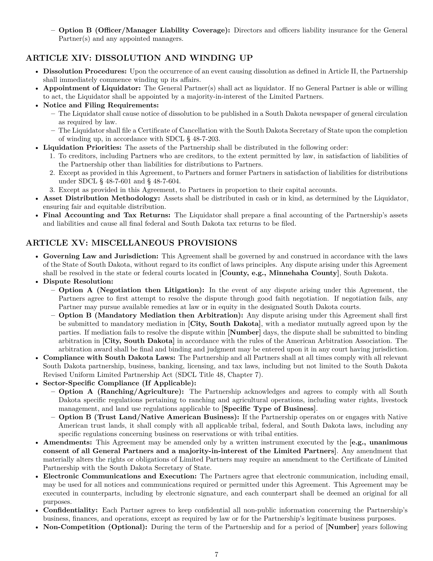 Preview page 7 of Pro South Dakota limited partnership agreement template