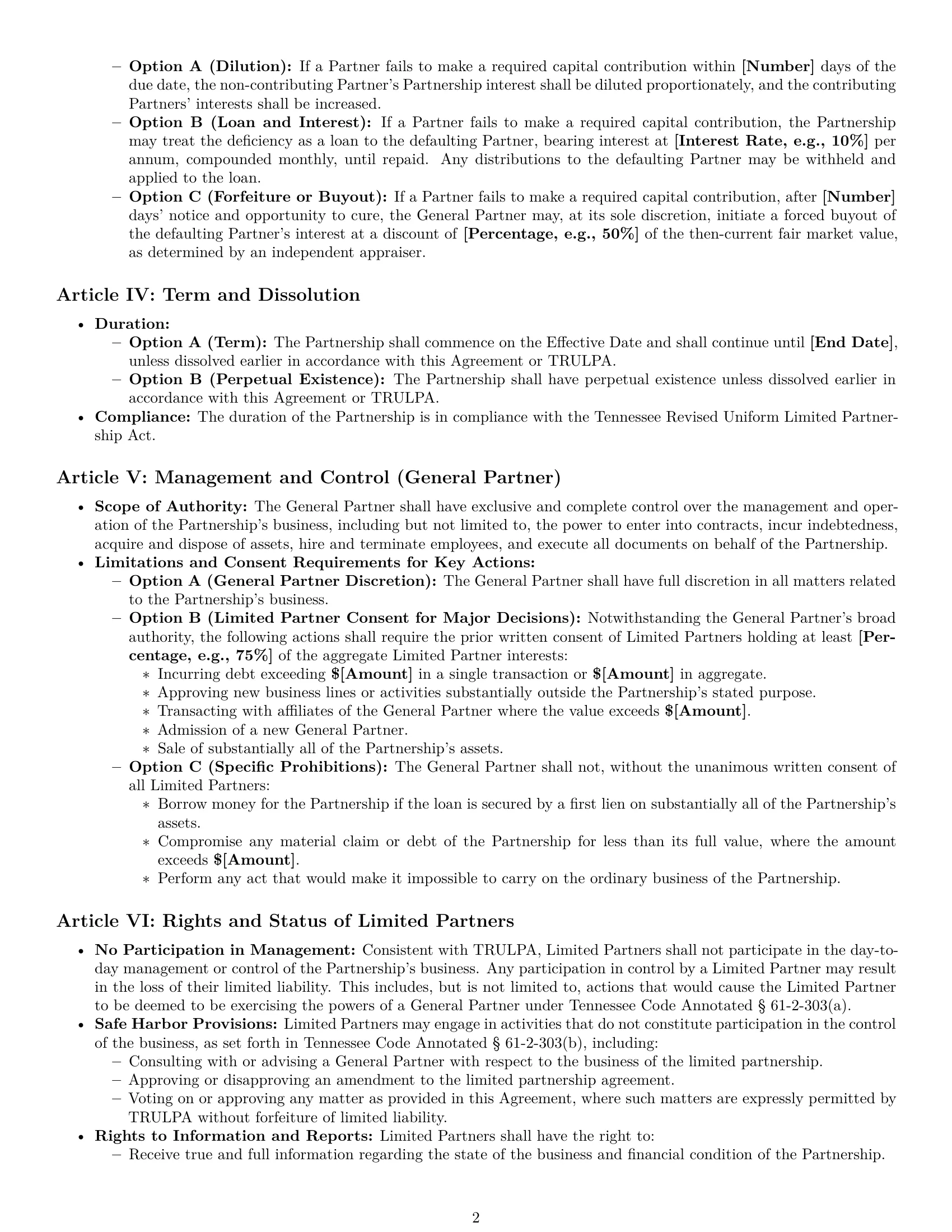 Preview page 2 of Pro Tennessee limited partnership agreement template