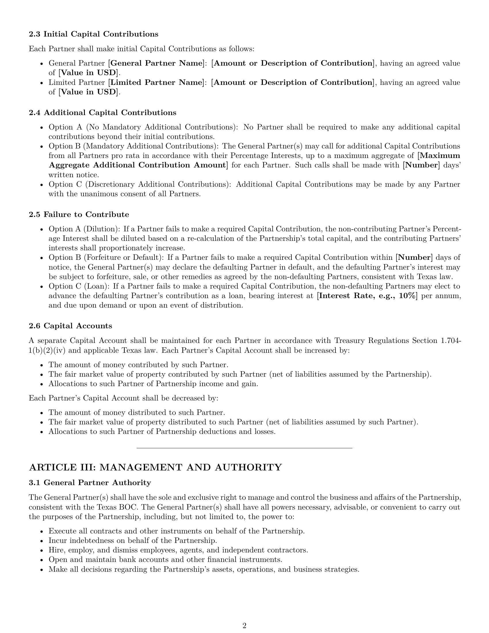 Preview page 2 of Pro Texas limited partnership agreement template
