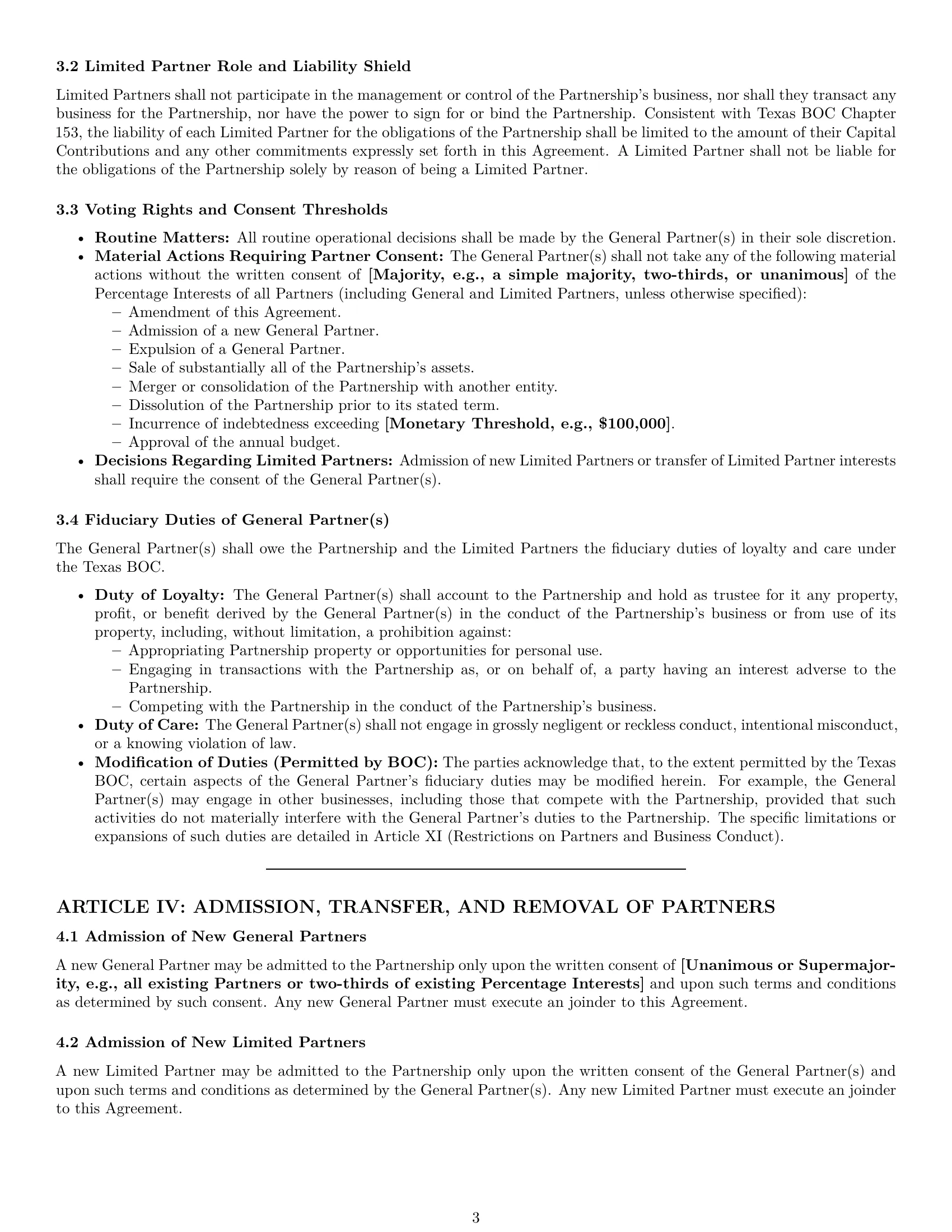 Preview page 3 of Pro Texas limited partnership agreement template