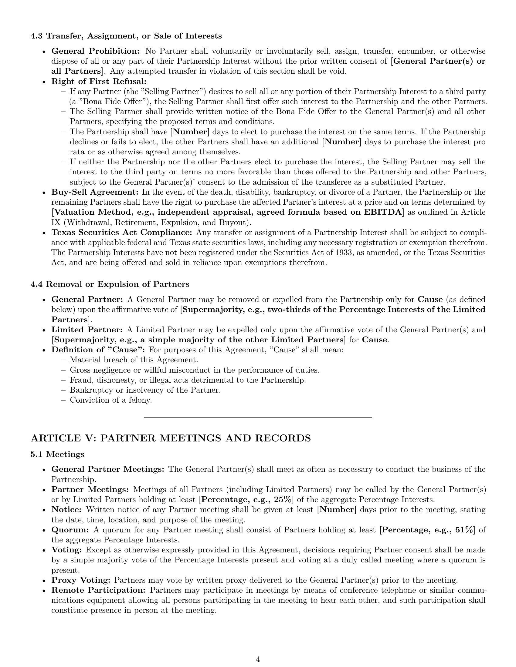 Preview page 4 of Pro Texas limited partnership agreement template