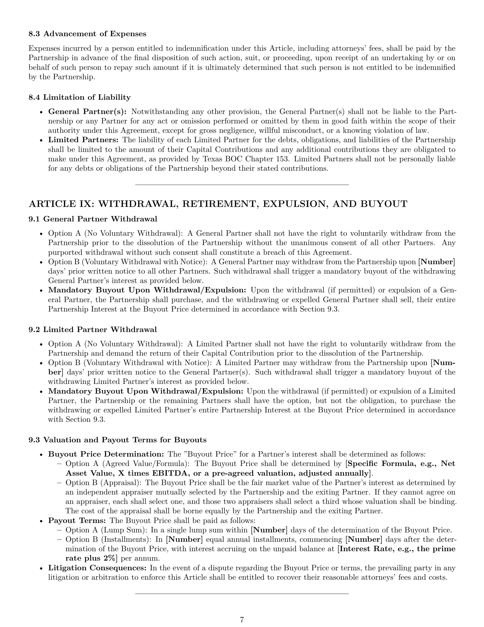 Preview page 7 of Pro Texas limited partnership agreement template