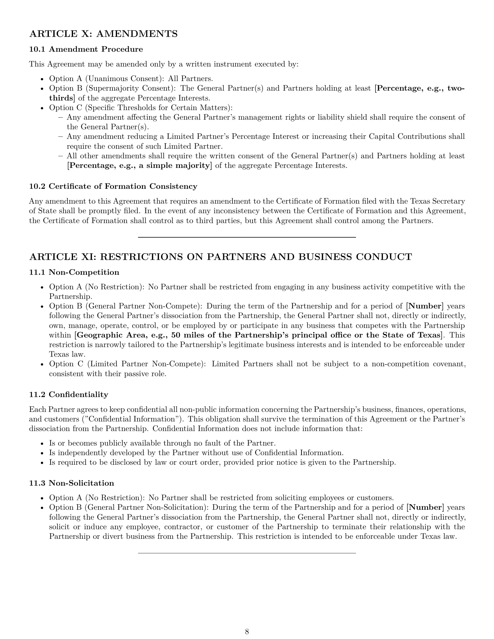 Preview page 8 of Pro Texas limited partnership agreement template