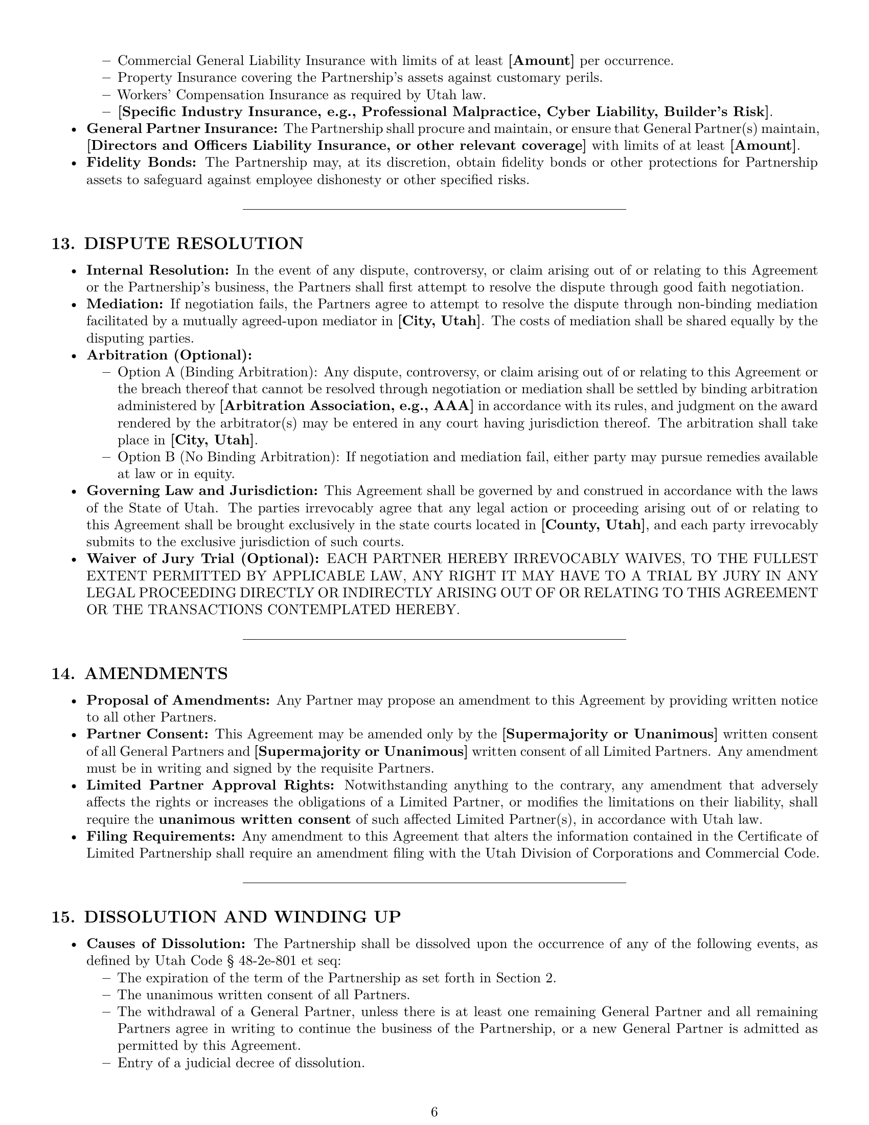 Preview page 6 of Pro Utah limited partnership agreement template