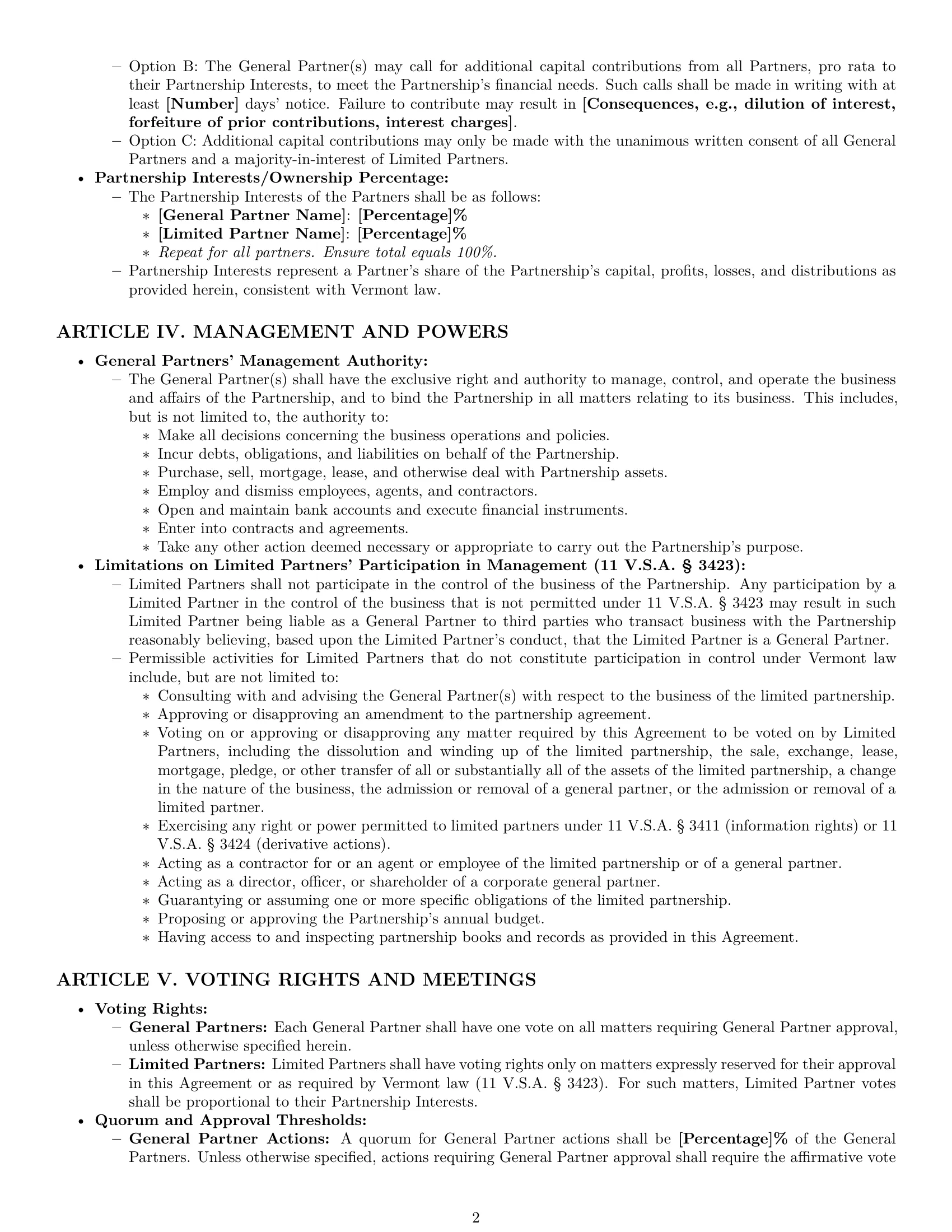Preview page 2 of Pro Vermont limited partnership agreement template