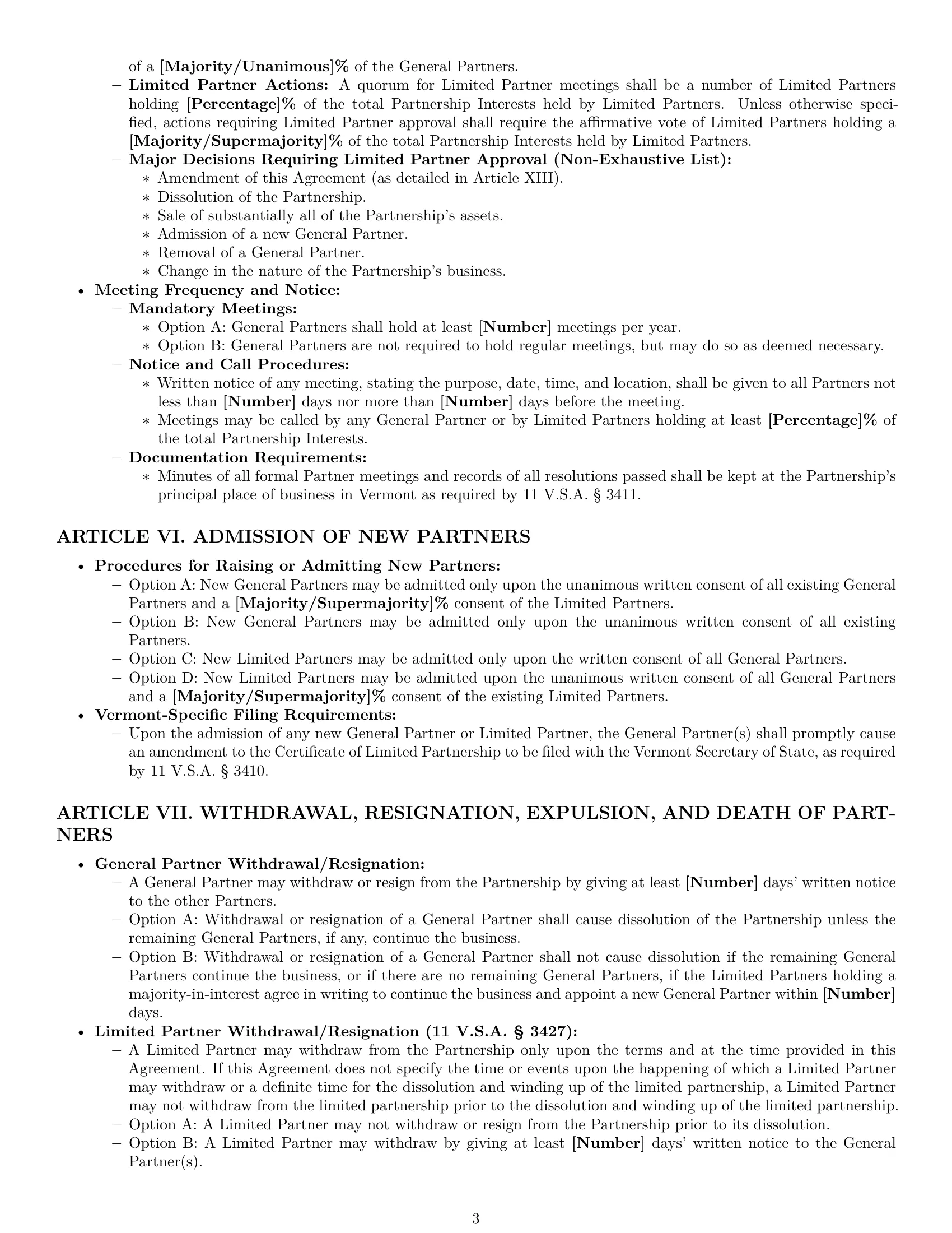 Preview page 3 of Pro Vermont limited partnership agreement template