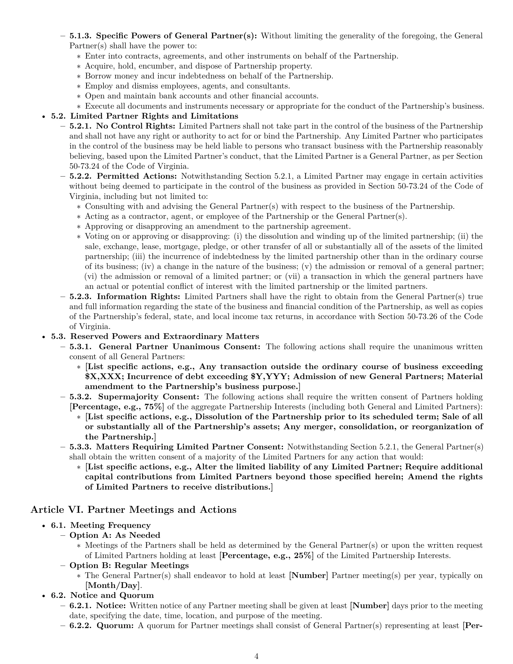 Preview page 4 of Pro Virginia limited partnership agreement template