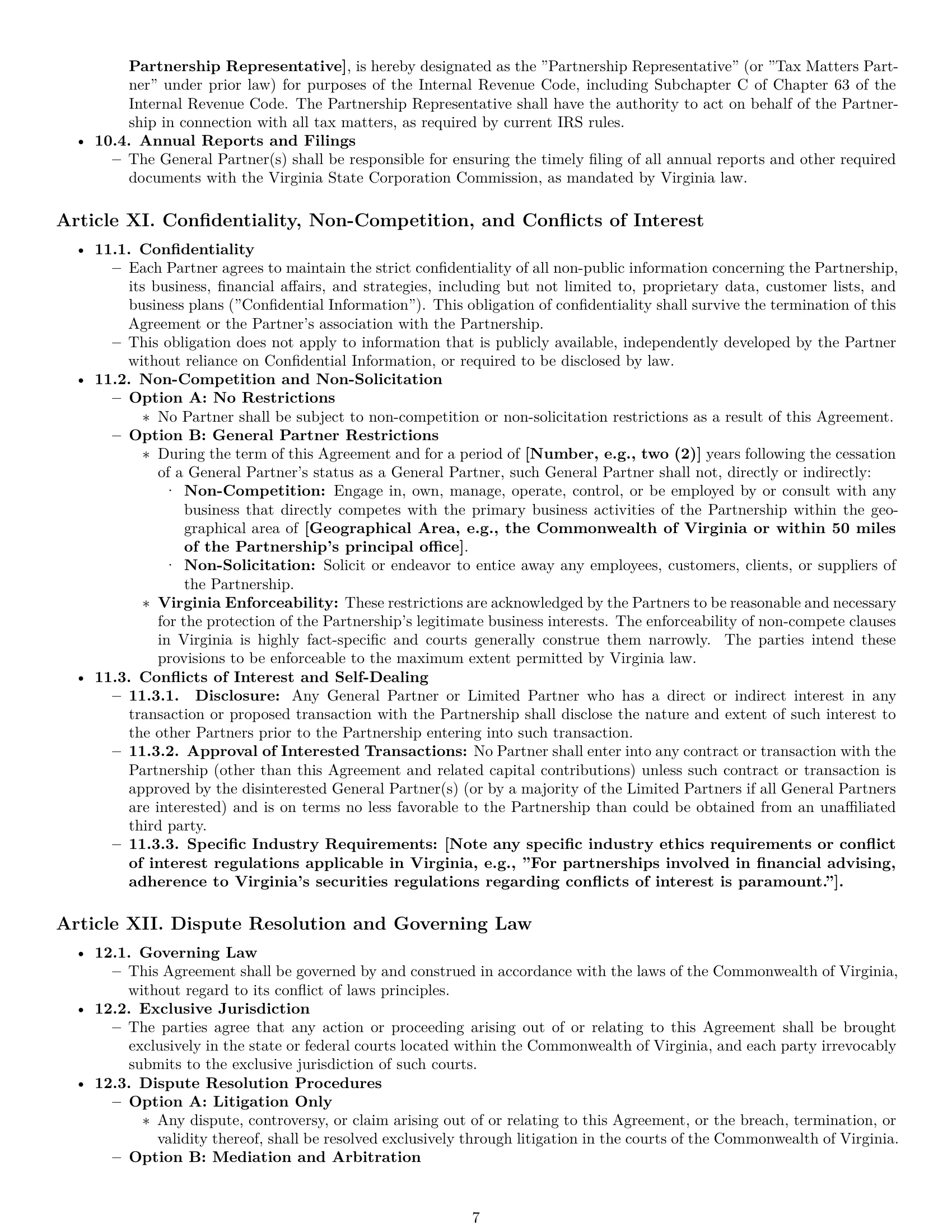 Preview page 7 of Pro Virginia limited partnership agreement template