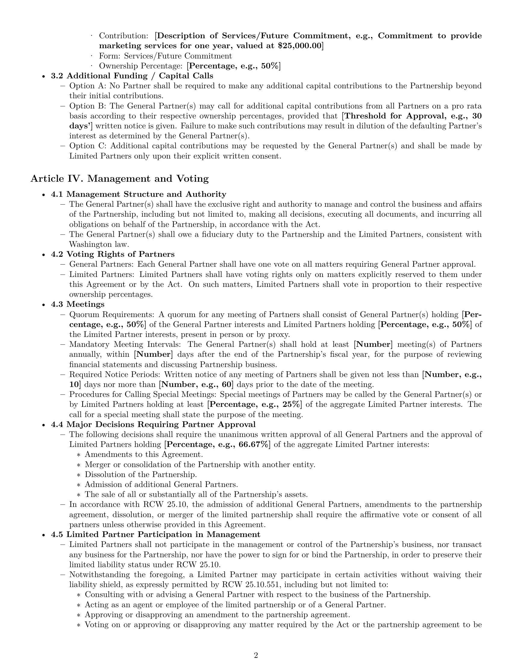 Preview page 2 of Pro Washington limited partnership agreement template