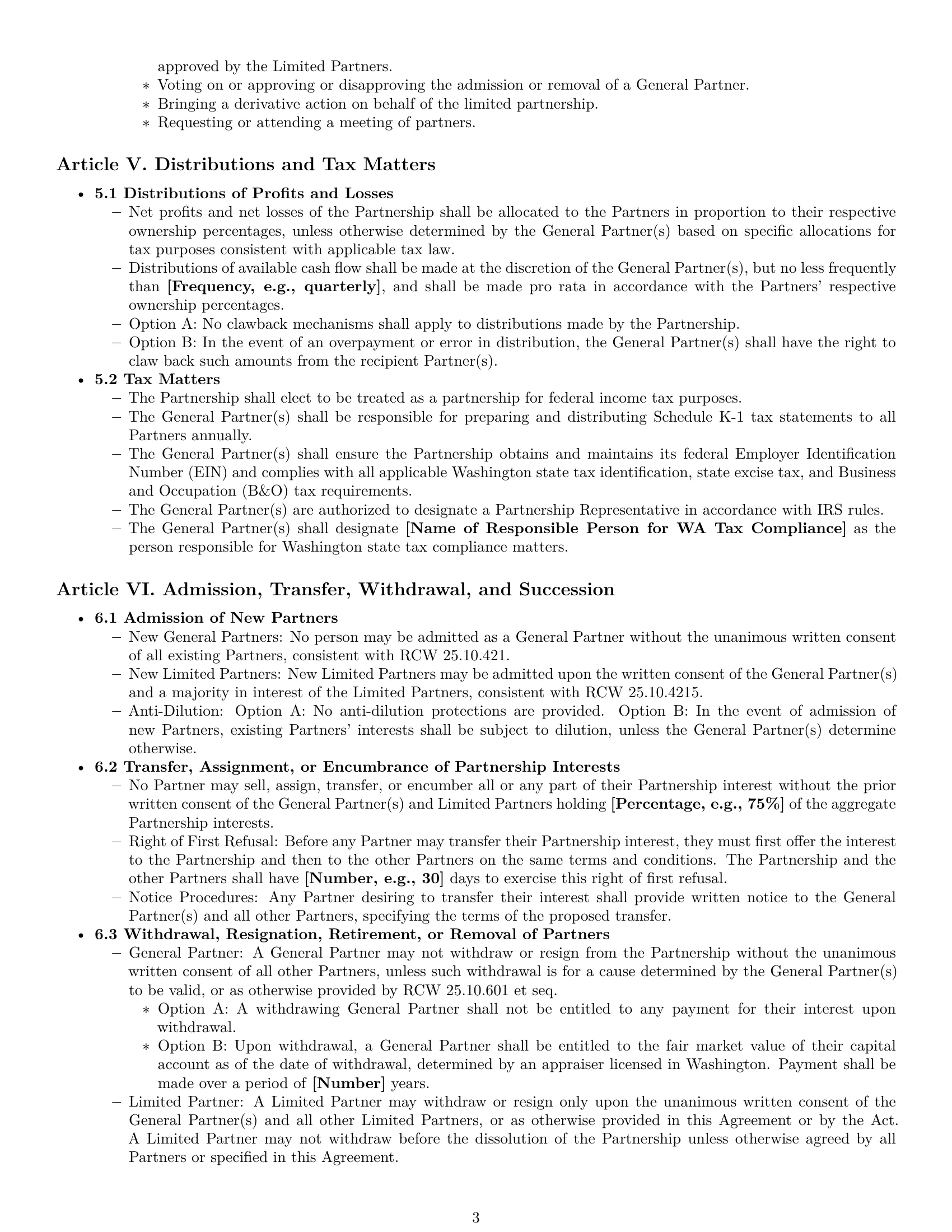 Preview page 3 of Pro Washington limited partnership agreement template