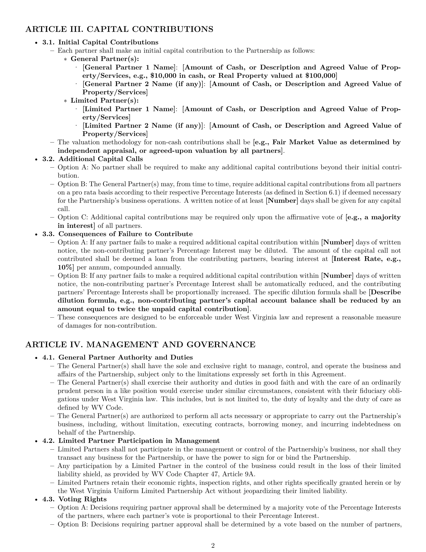 Preview page 2 of Pro West Virginia limited partnership agreement template