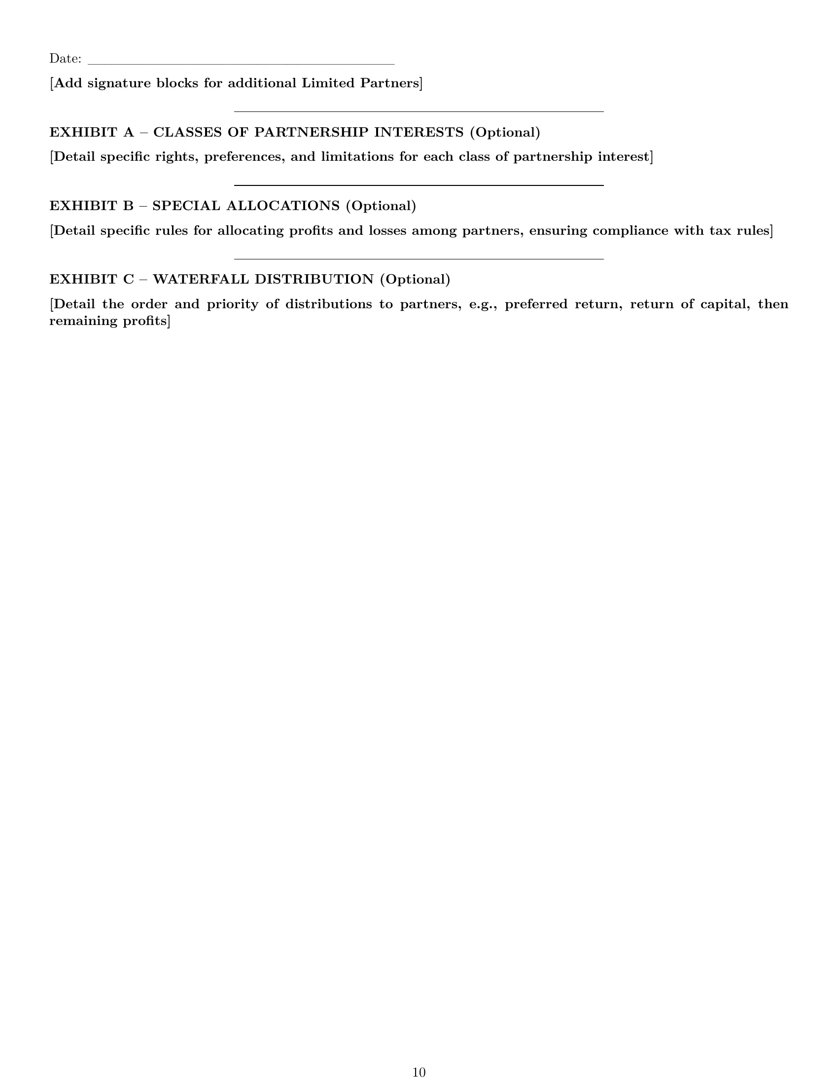 Preview page 10 of Pro Wisconsin limited partnership agreement template