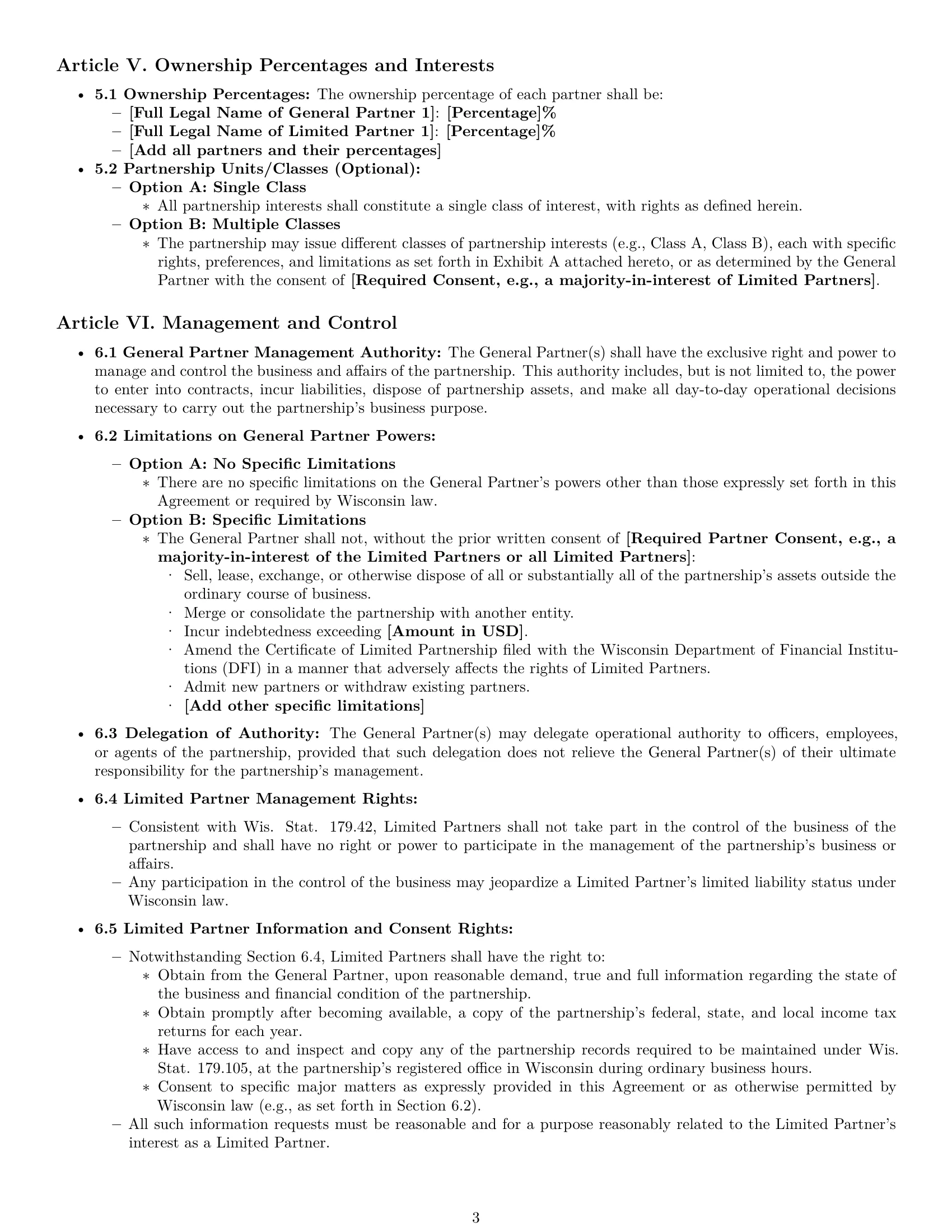 Preview page 3 of Pro Wisconsin limited partnership agreement template