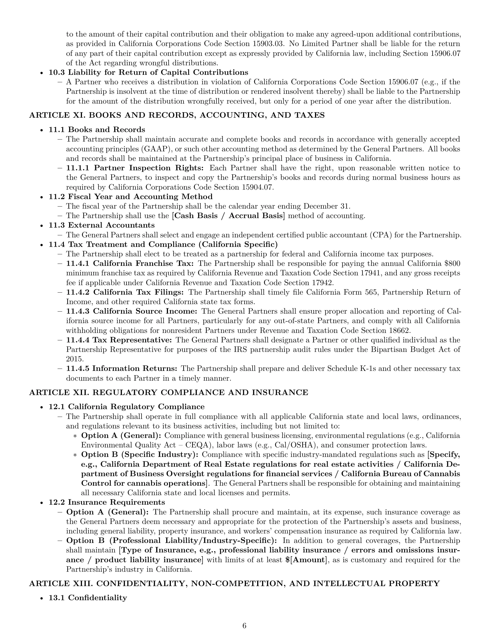 Preview page 6 of Pro California limited partnership agreement template