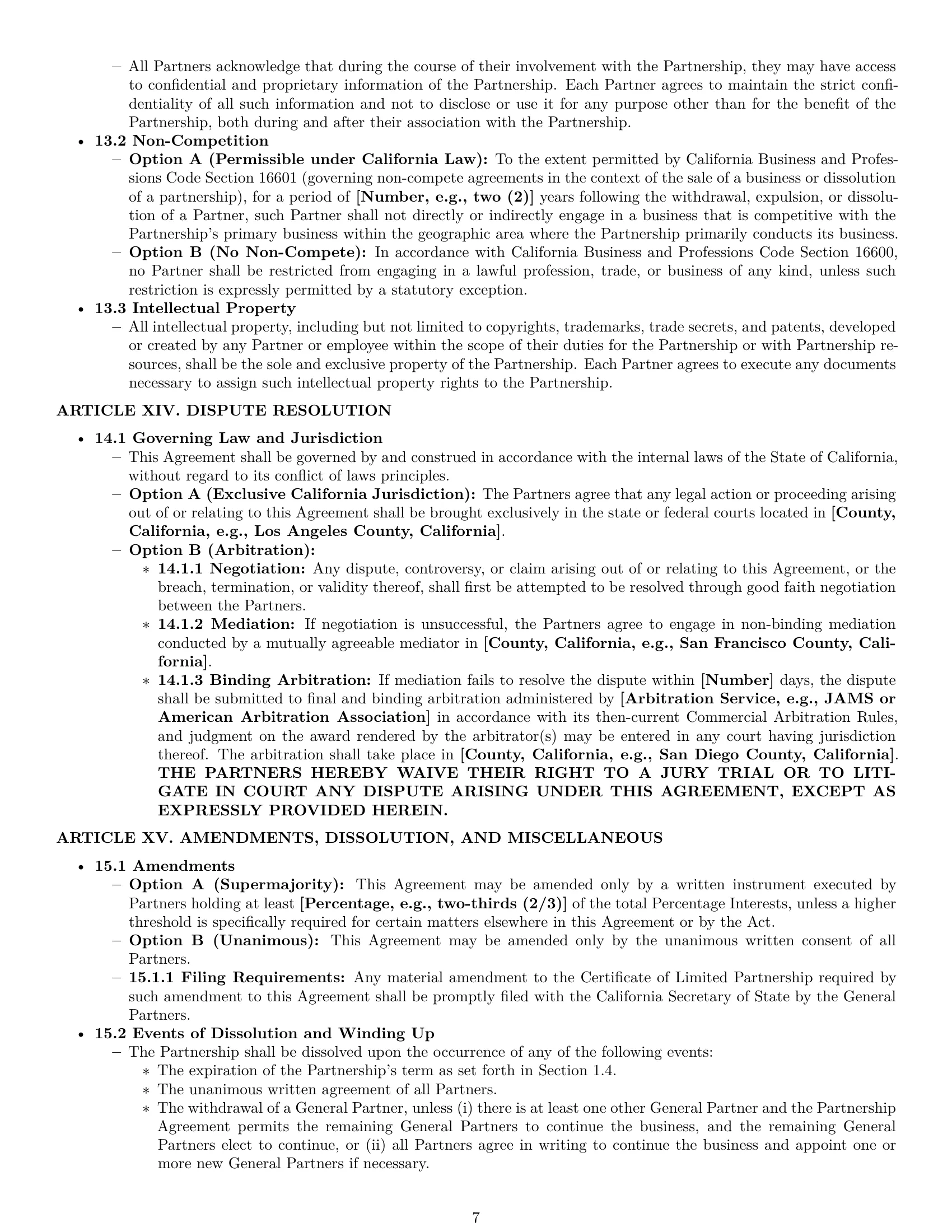 Preview page 7 of Pro California limited partnership agreement template