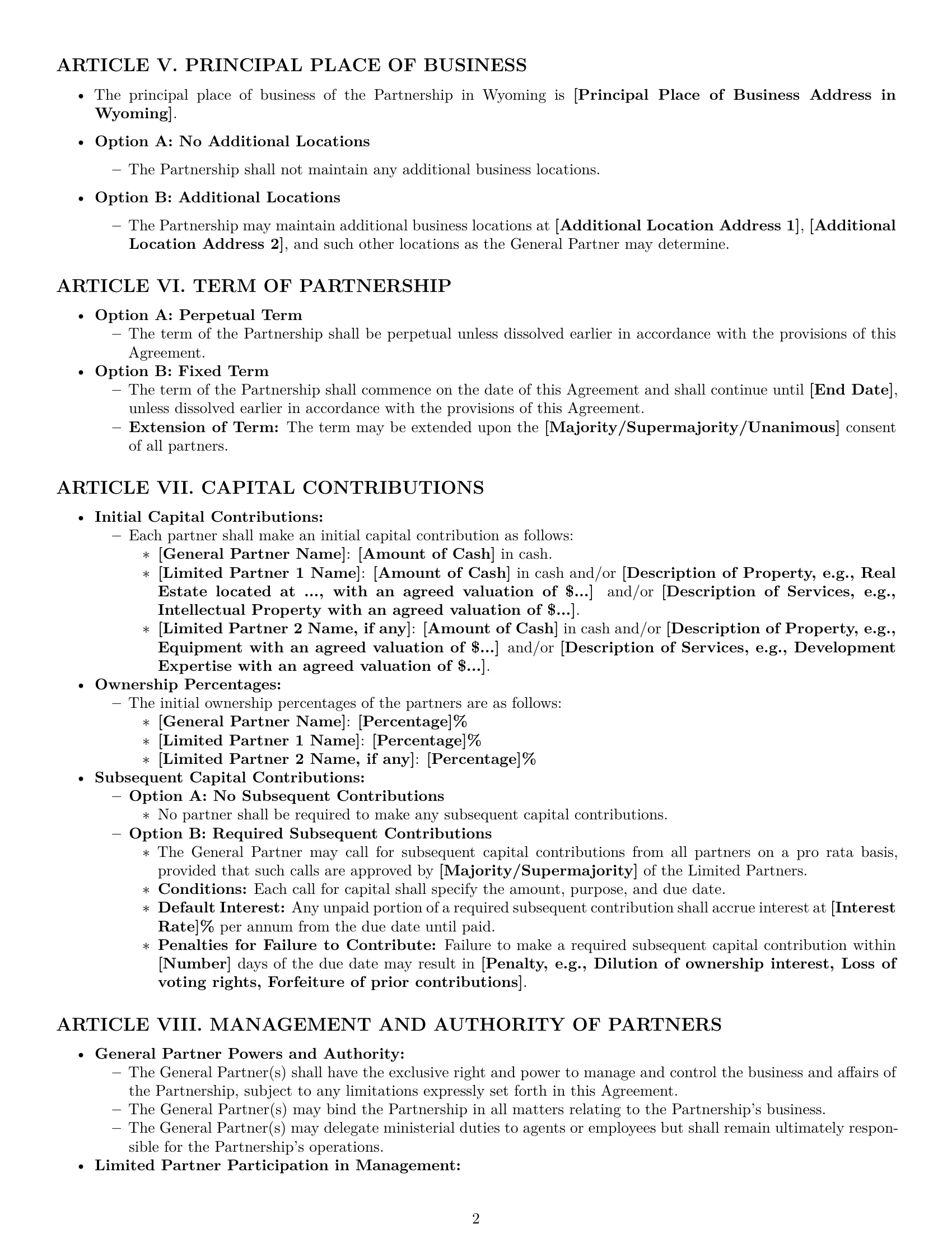 Preview page 2 of Pro Wyoming limited partnership agreement template