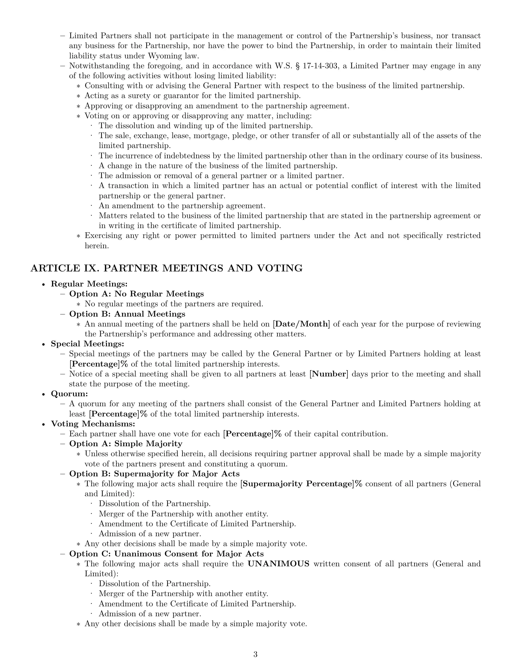 Preview page 3 of Pro Wyoming limited partnership agreement template