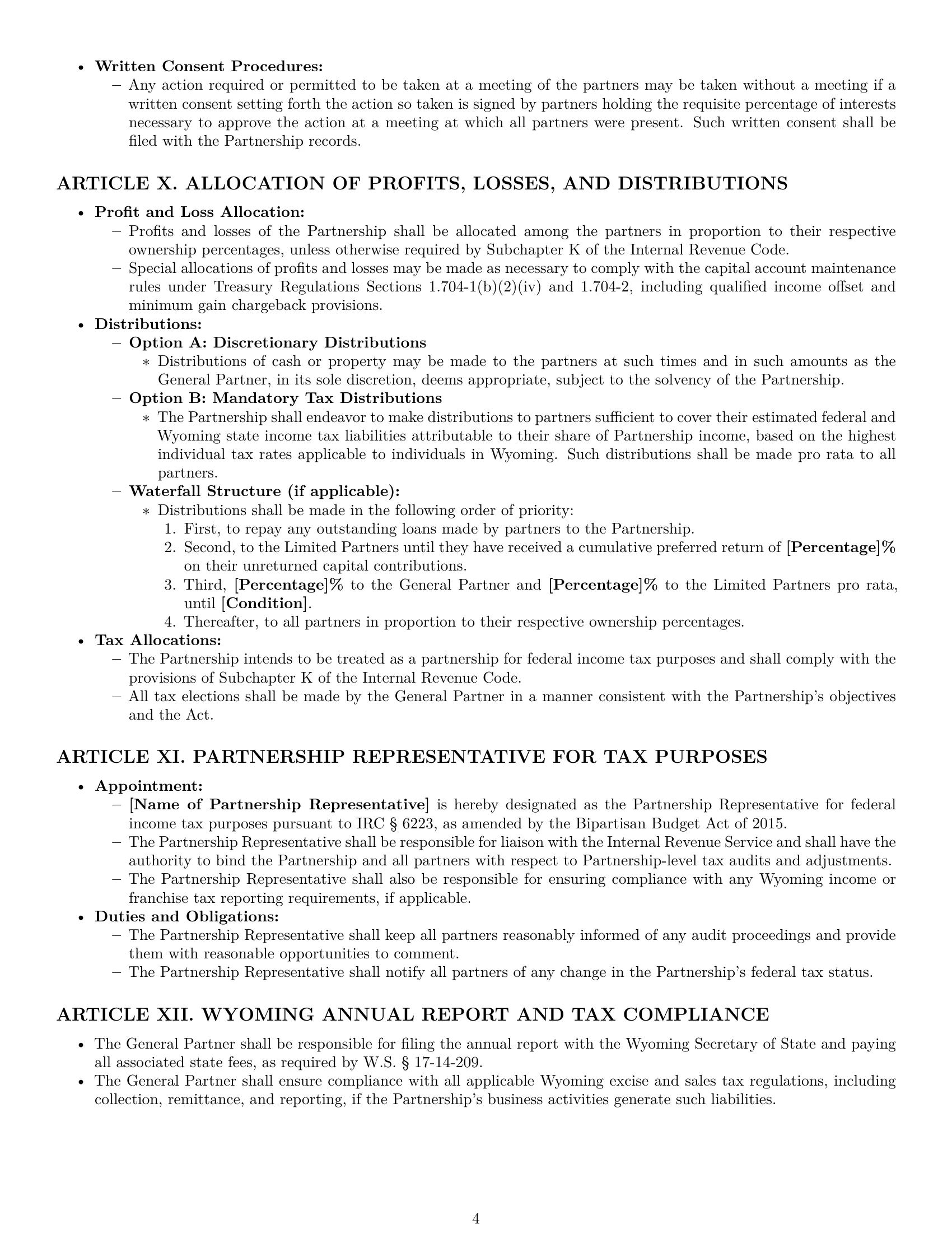 Preview page 4 of Pro Wyoming limited partnership agreement template