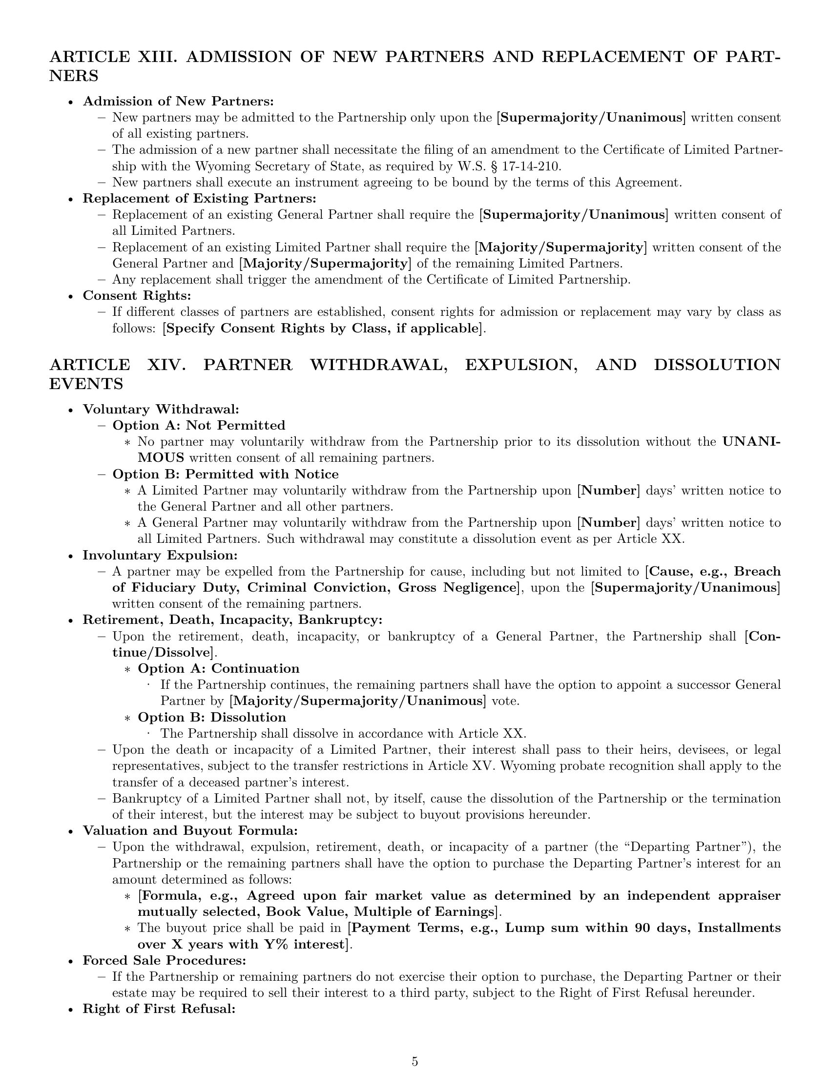 Preview page 5 of Pro Wyoming limited partnership agreement template