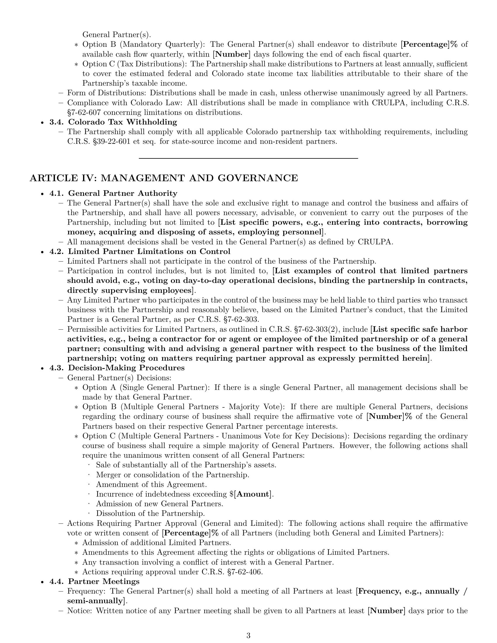Preview page 3 of Pro Colorado limited partnership agreement template