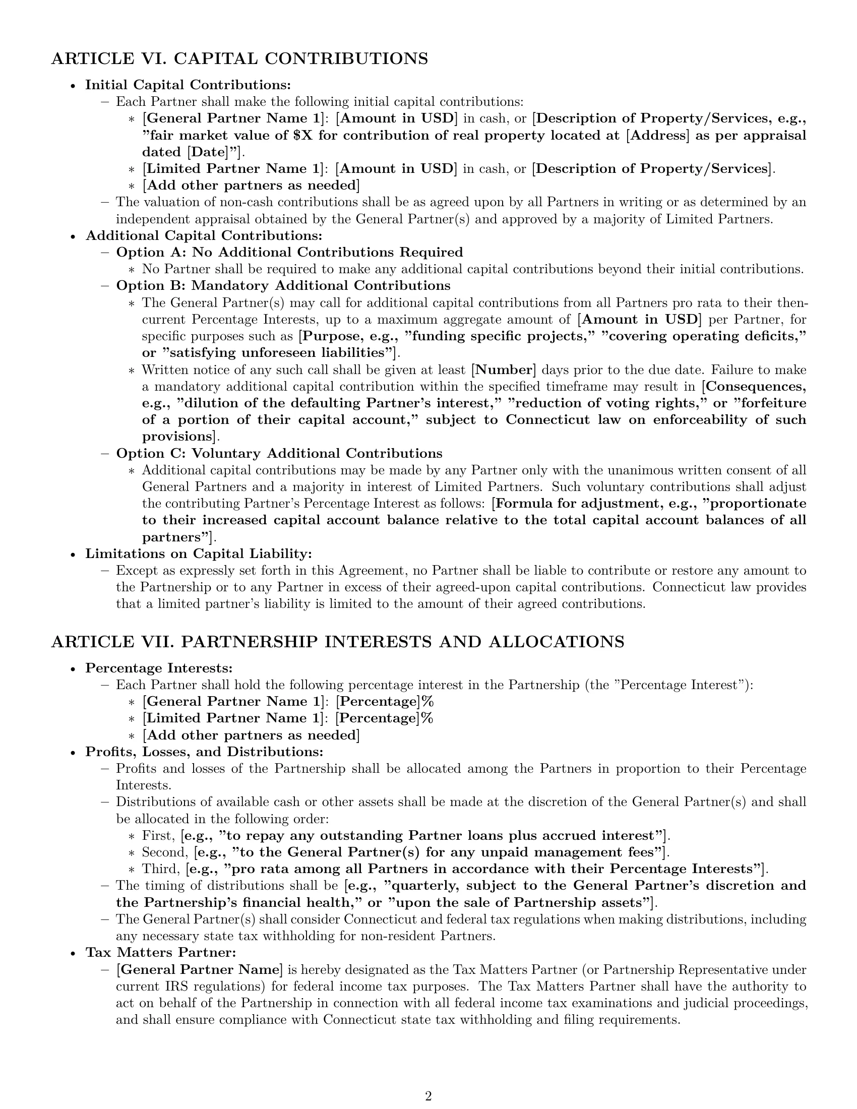 Preview page 2 of Pro Connecticut limited partnership agreement template