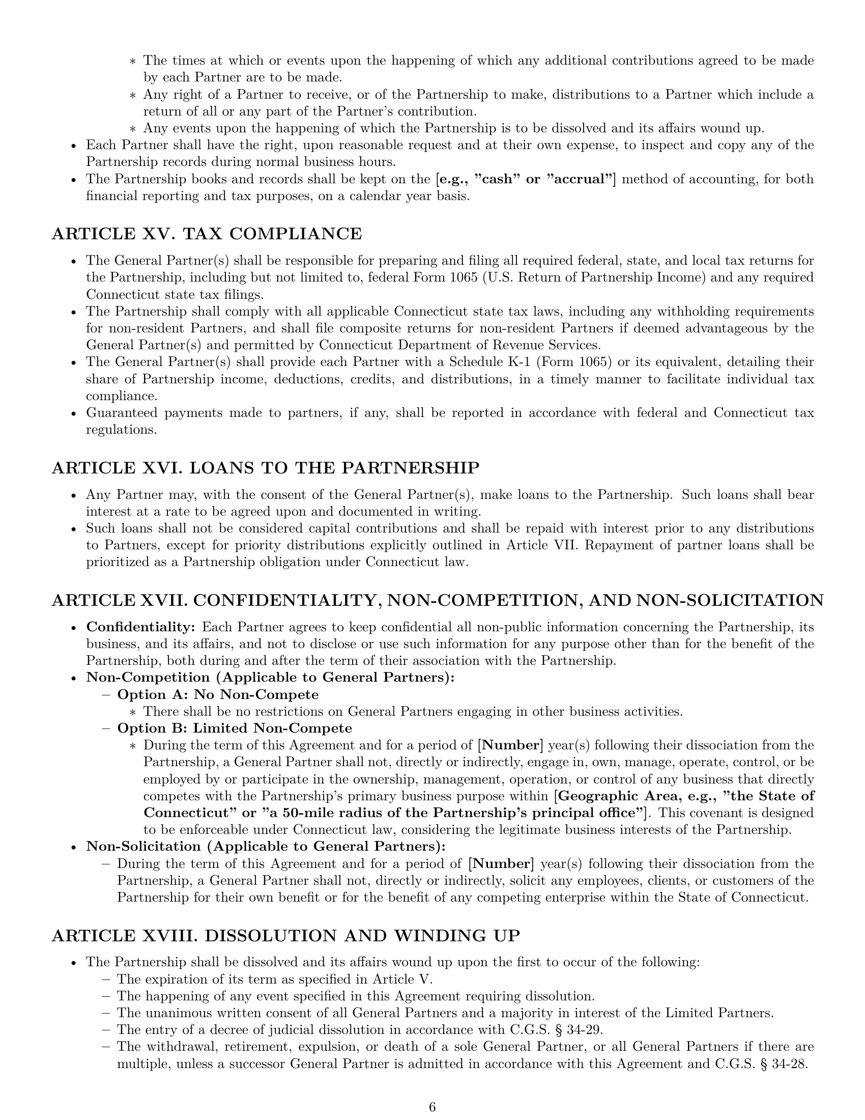 Preview page 6 of Pro Connecticut limited partnership agreement template