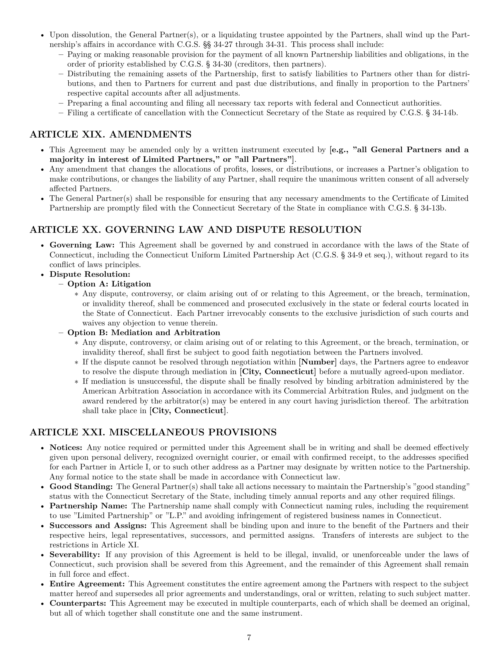 Preview page 7 of Pro Connecticut limited partnership agreement template