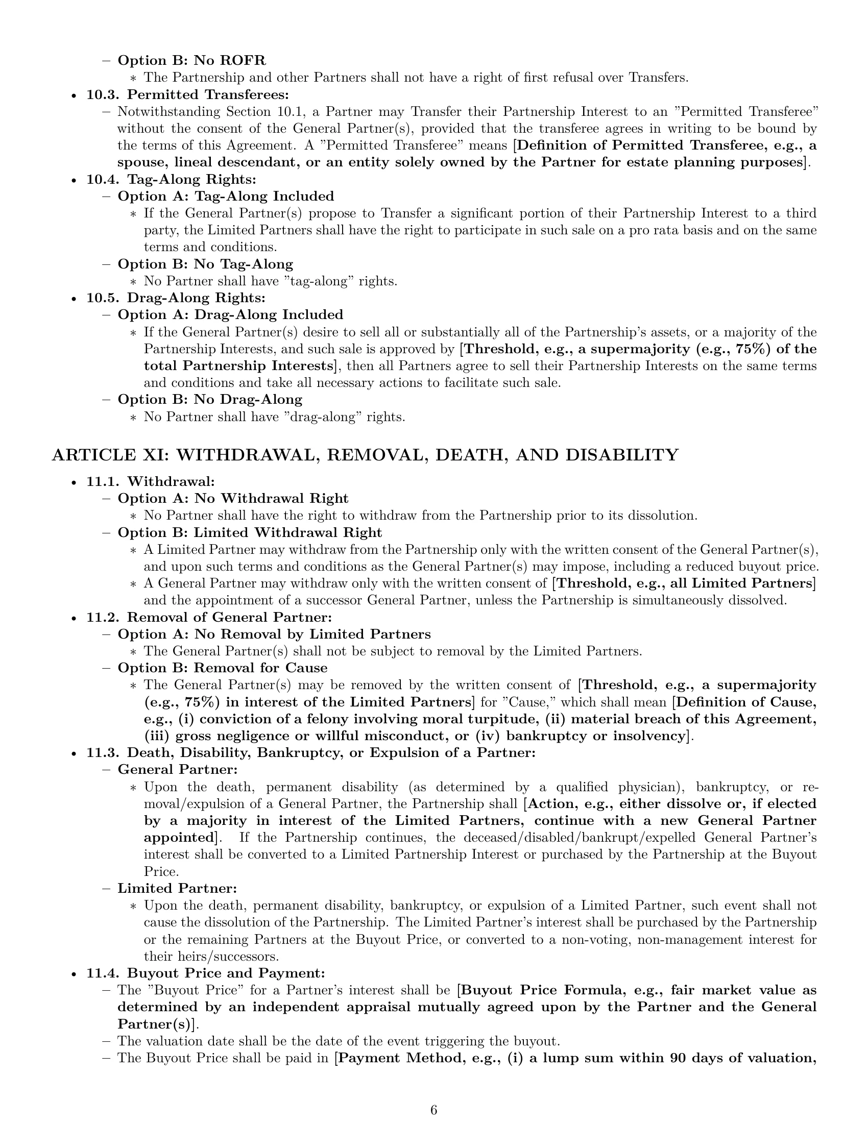Preview page 6 of Pro Delaware limited partnership agreement template
