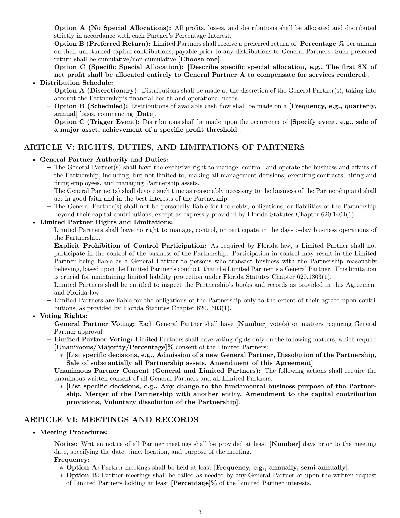 Preview page 3 of Pro Florida limited partnership agreement template