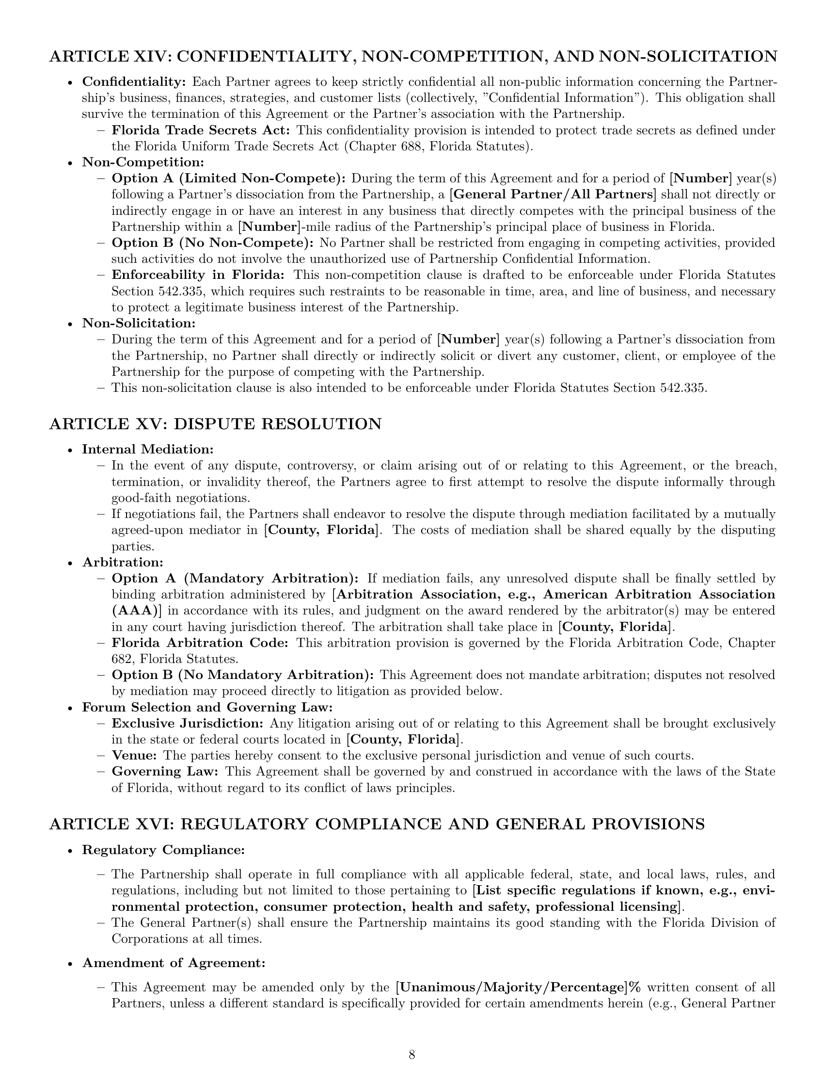 Preview page 8 of Pro Florida limited partnership agreement template