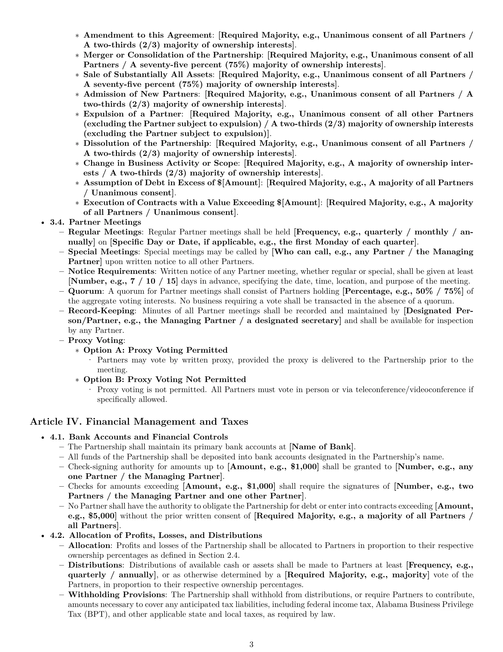 Preview page 3 of Pro Alabama limited liability partnership agreement template