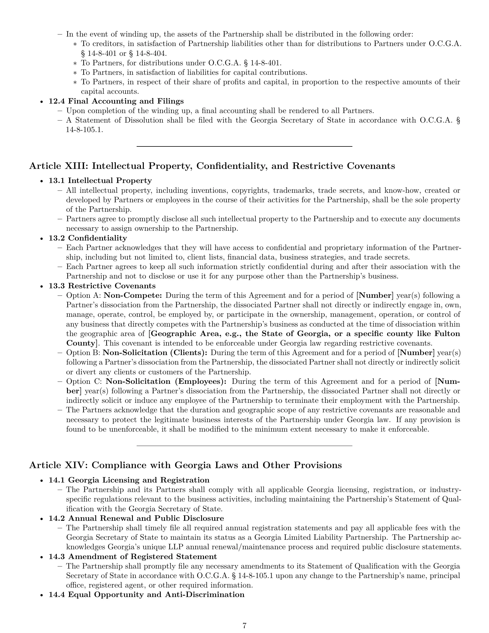 Preview page 7 of Pro Georgia limited liability partnership agreement template