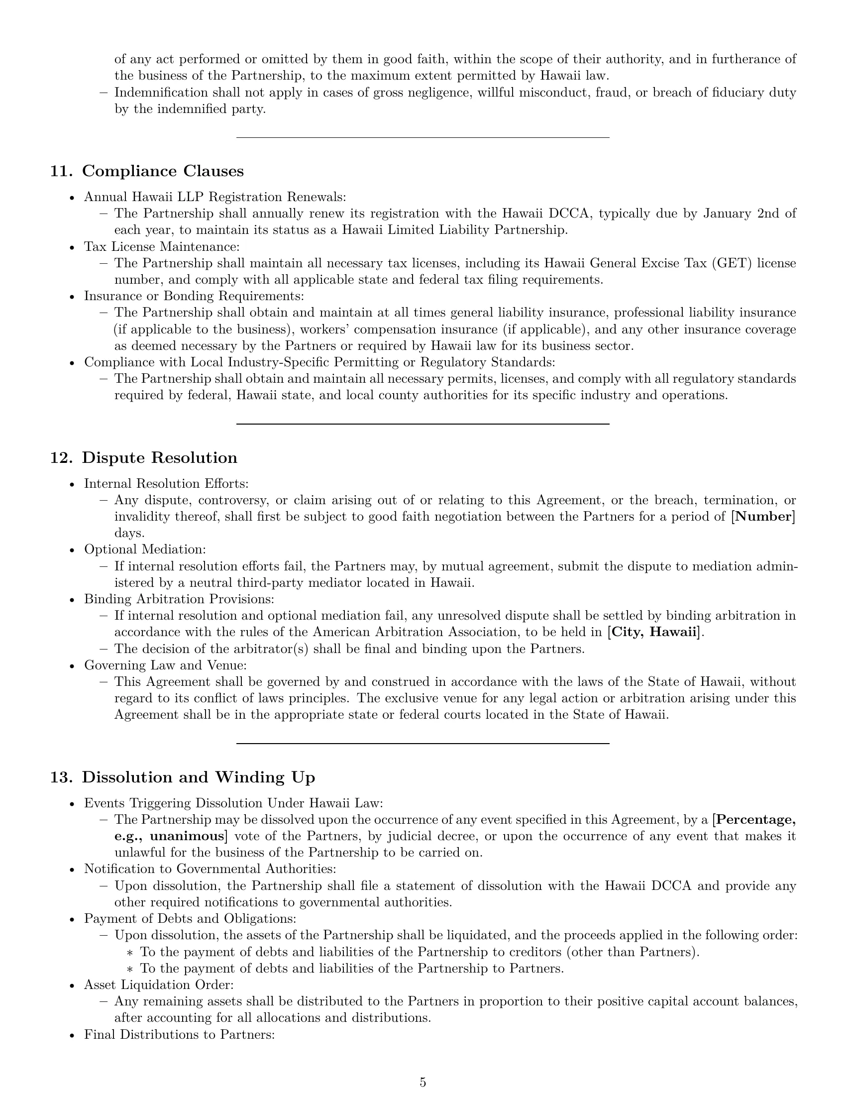 Preview page 5 of Pro Hawaii limited liability partnership agreement template