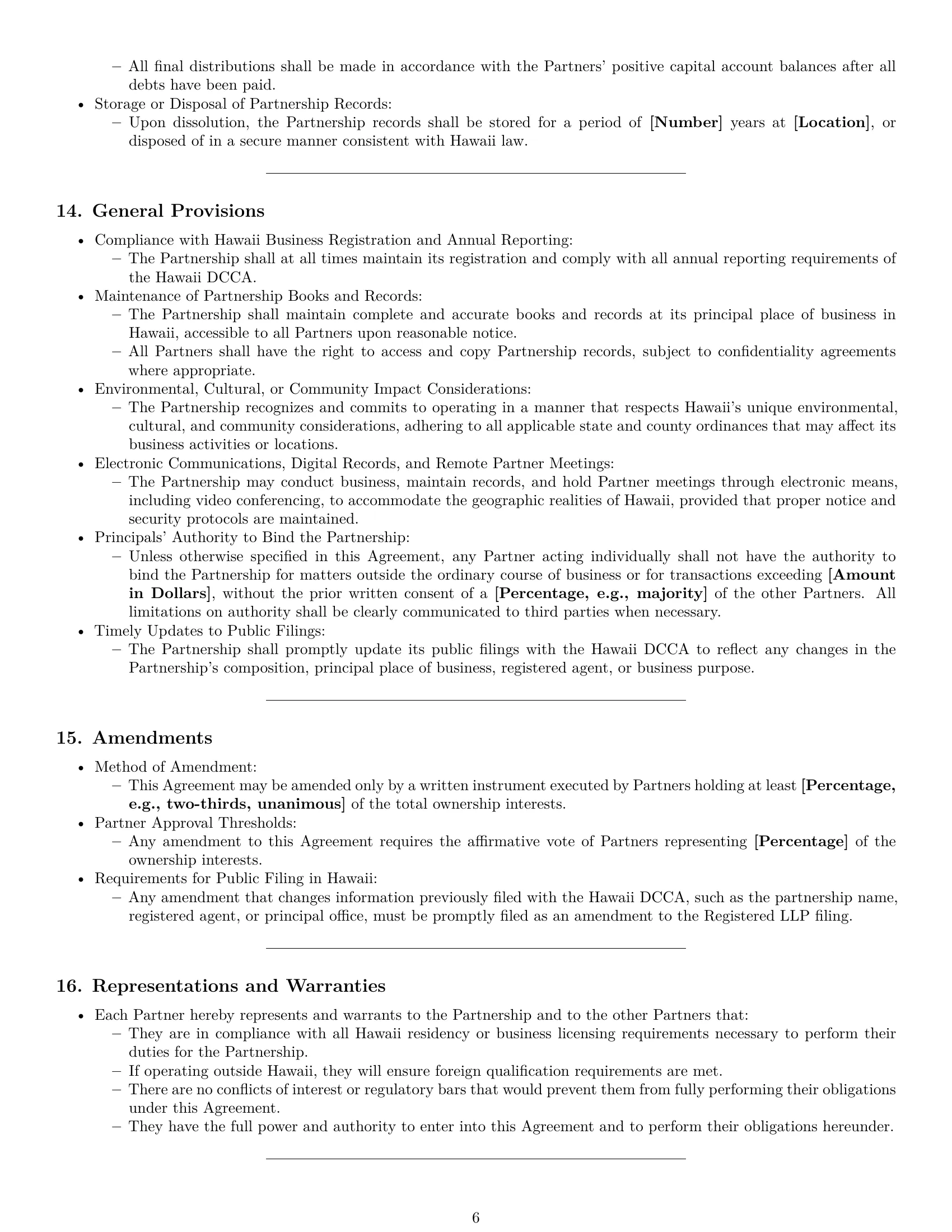 Preview page 6 of Pro Hawaii limited liability partnership agreement template