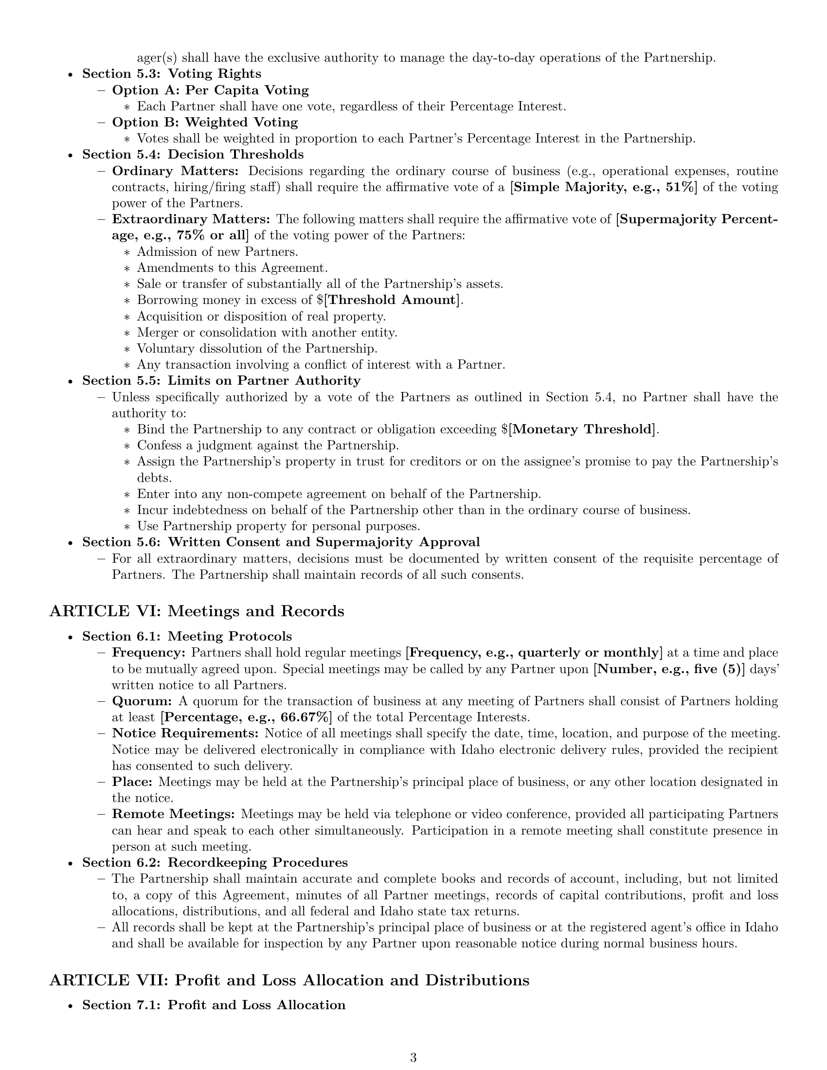 Preview page 3 of Pro Idaho limited liability partnership agreement template