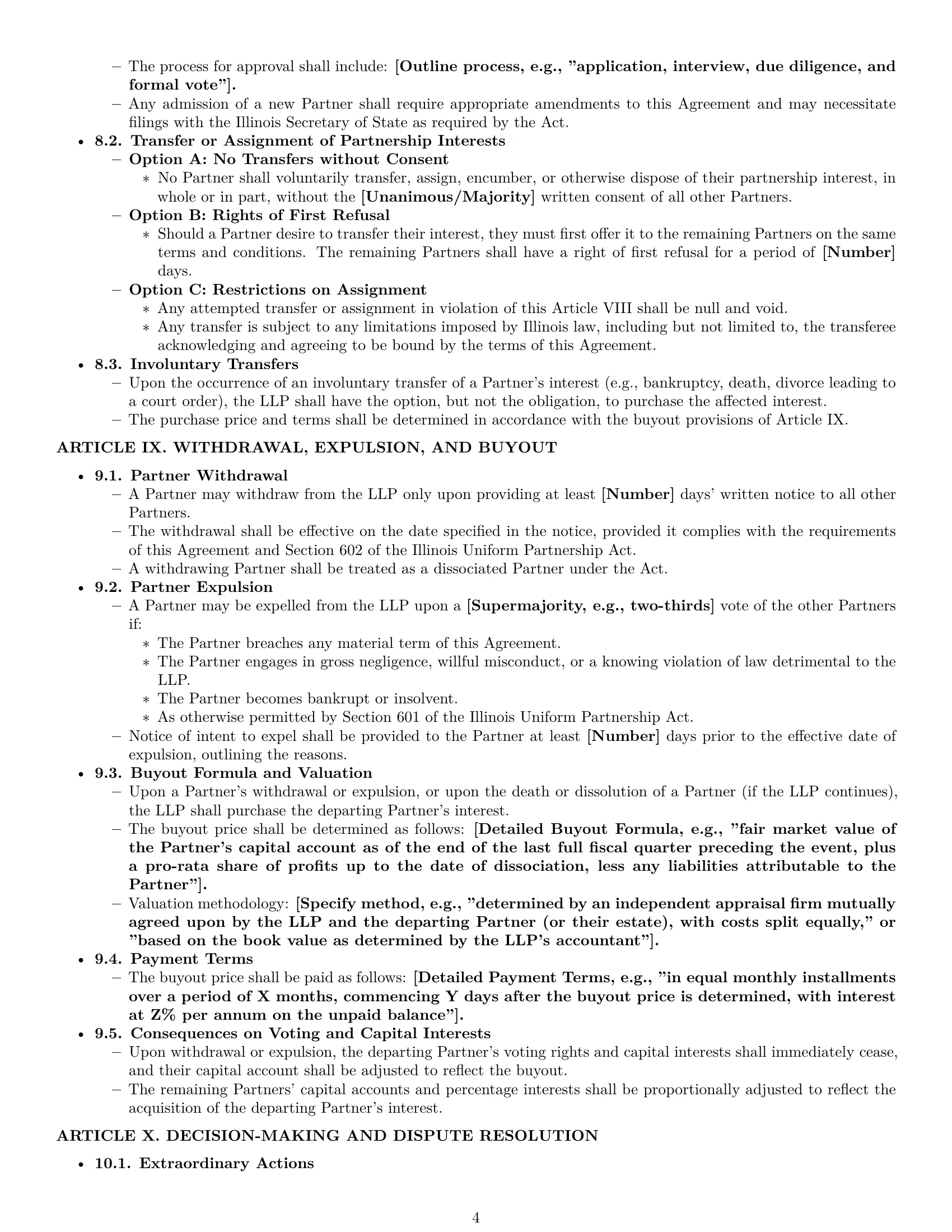 Preview page 4 of Pro Illinois limited liability partnership agreement template
